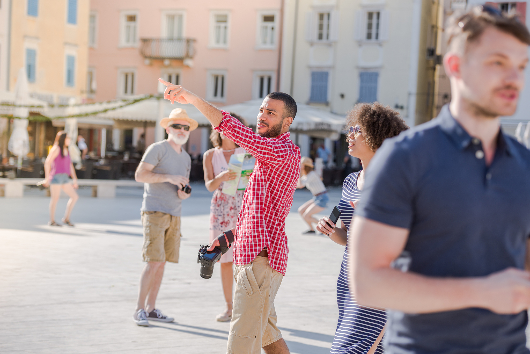 turists in piran, slovenia