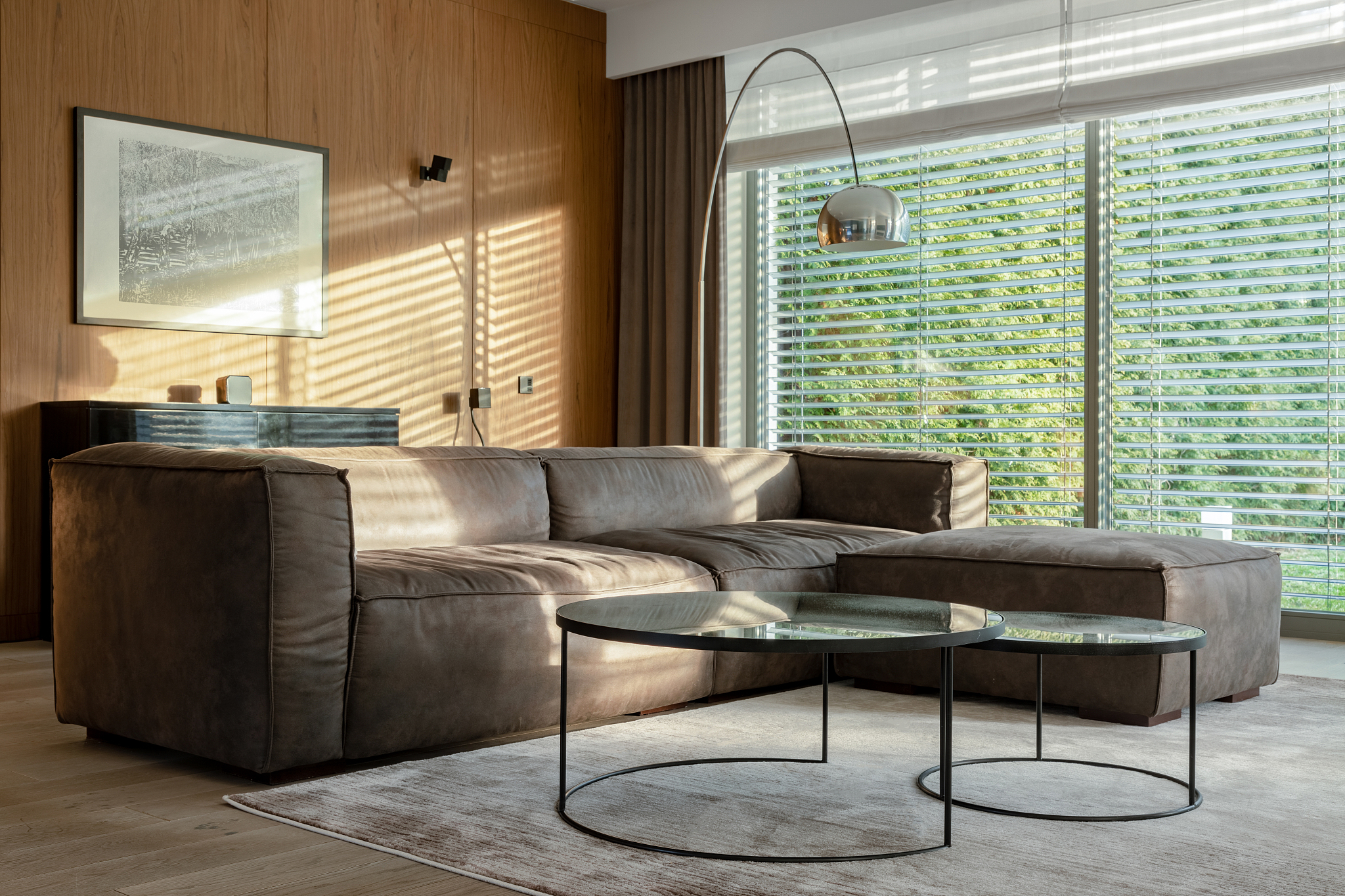 living room with garden view