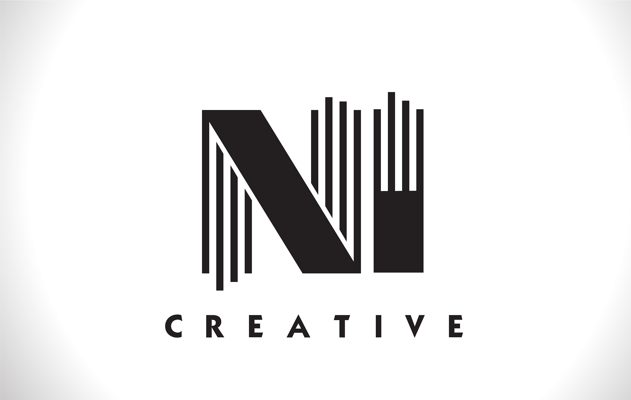 ni logo letter with black lines design line letter