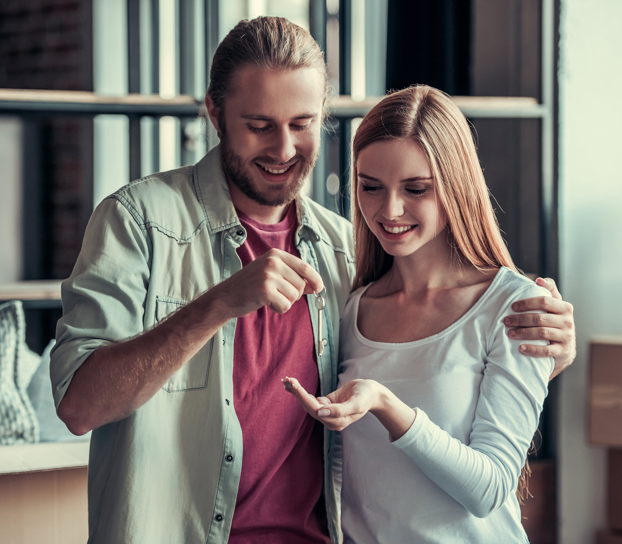 young couple moving