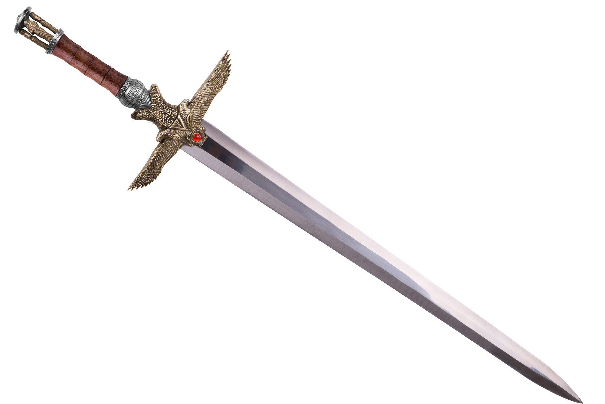 sword disposed by diagonal, isolated on white background.