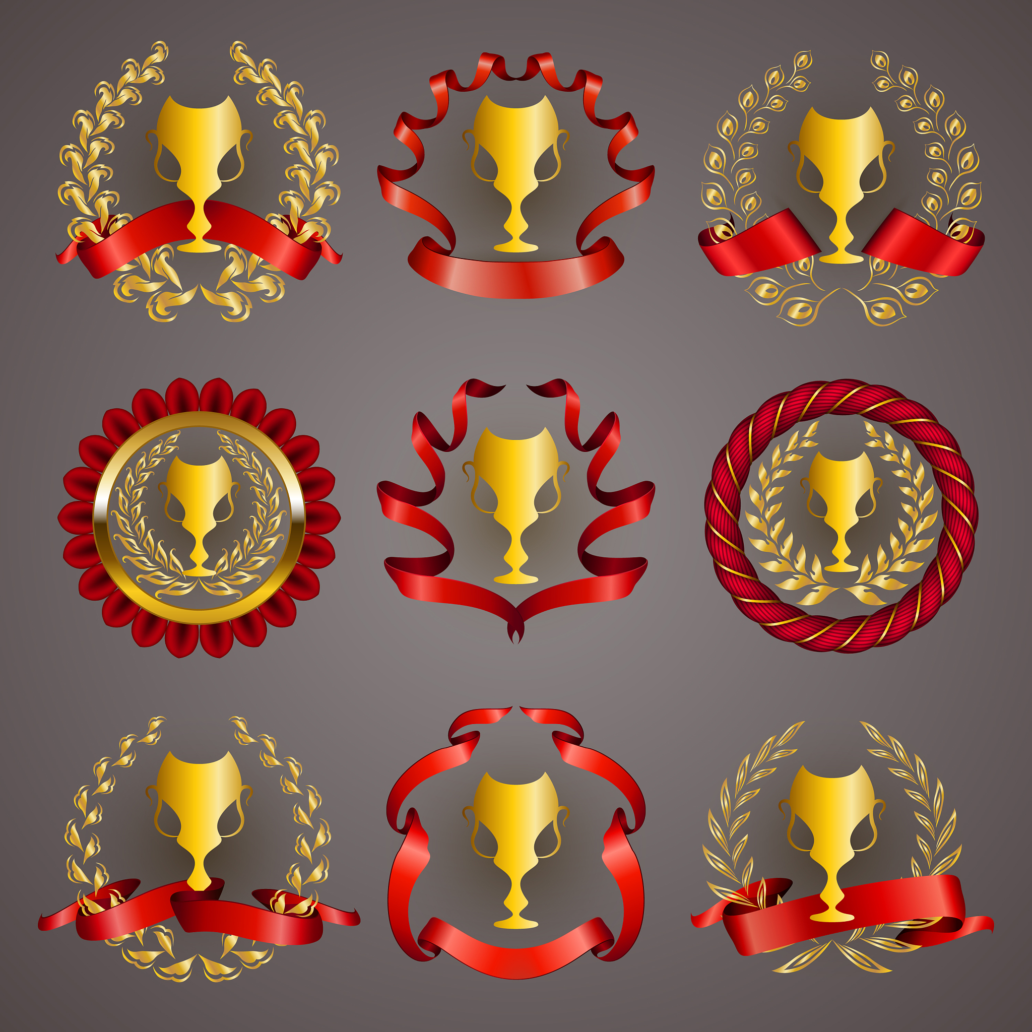 set of luxury gold cups