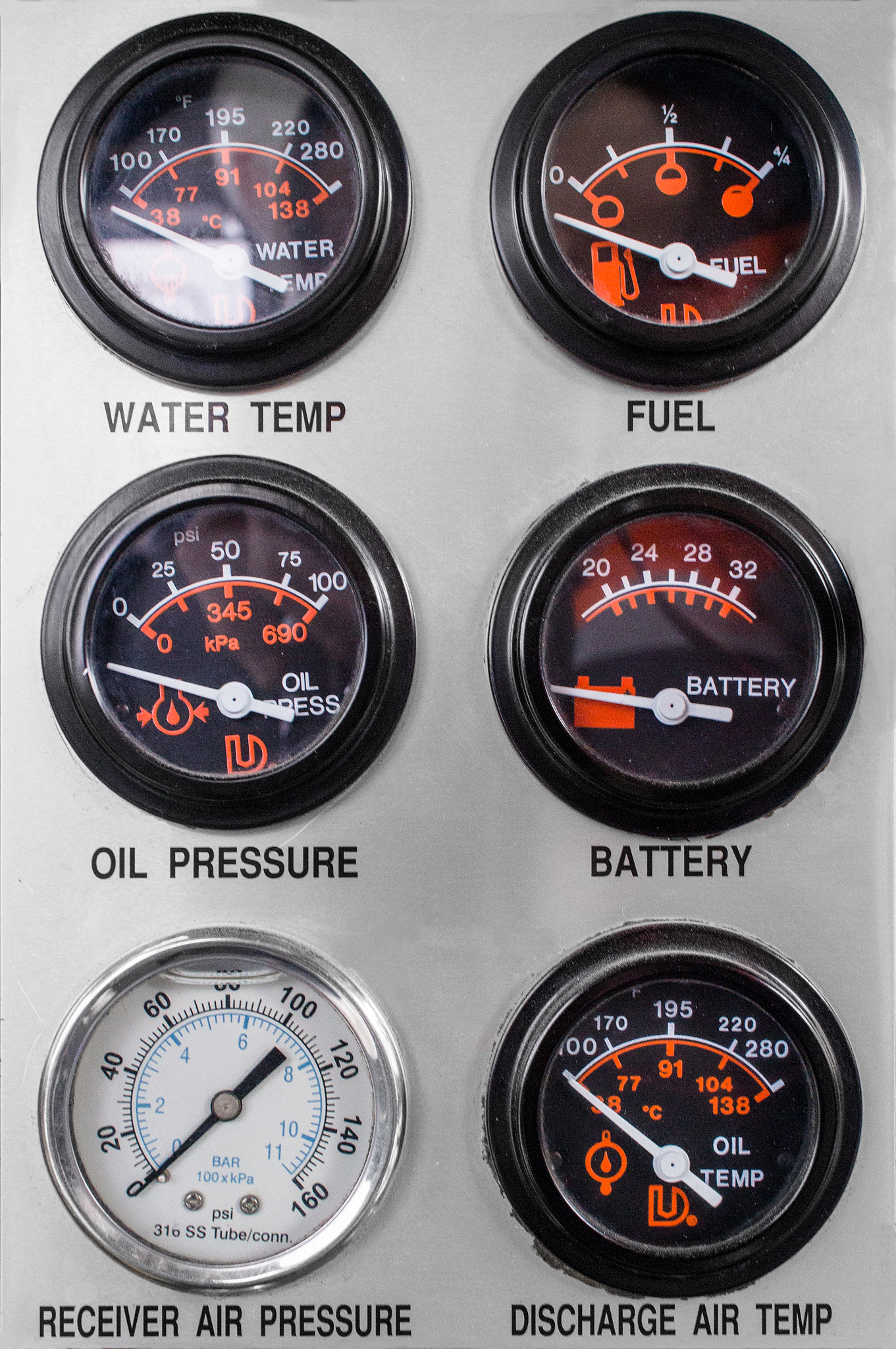 gauges on an industrial machine