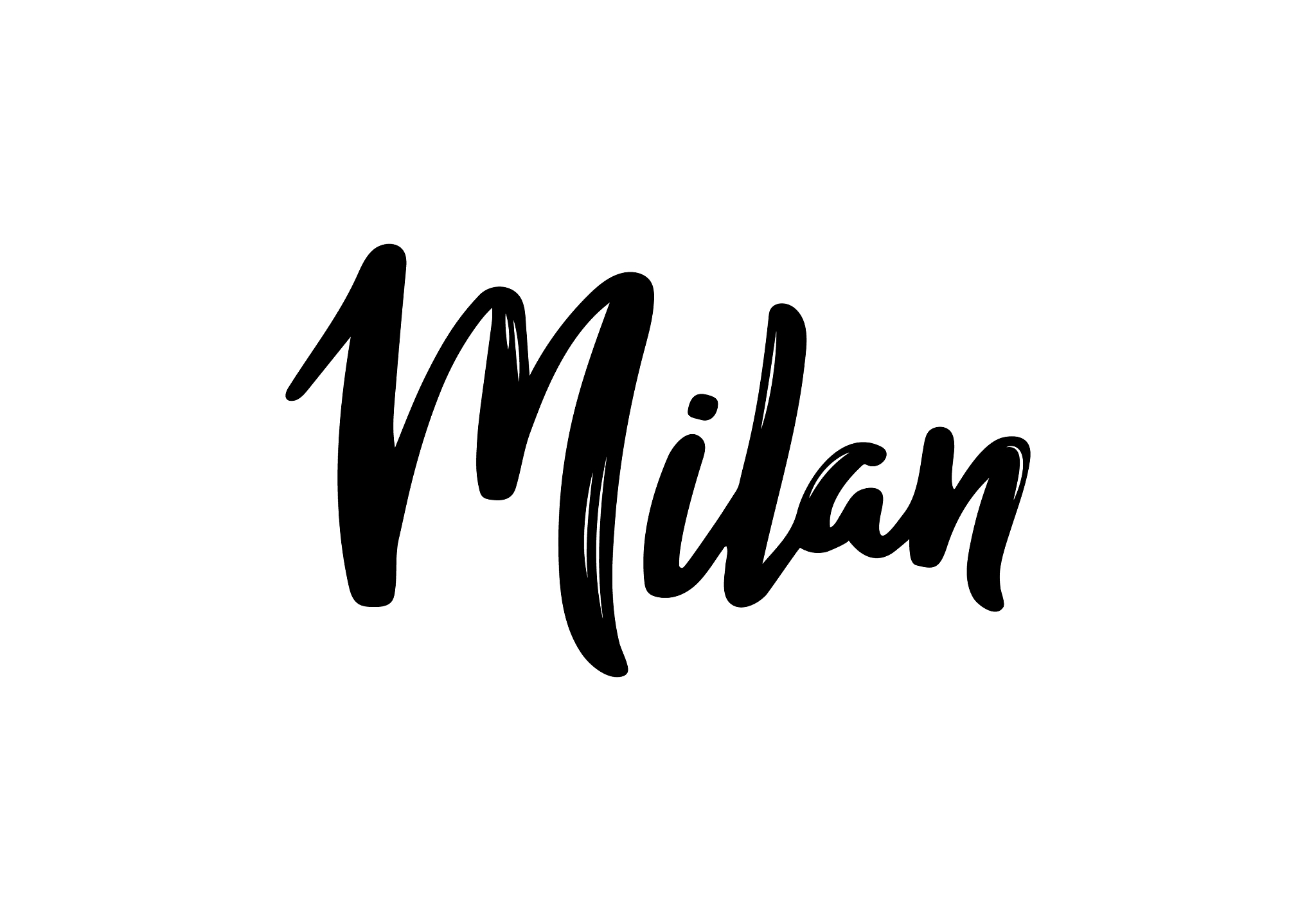 milan - hand drawn lettering name of italy city