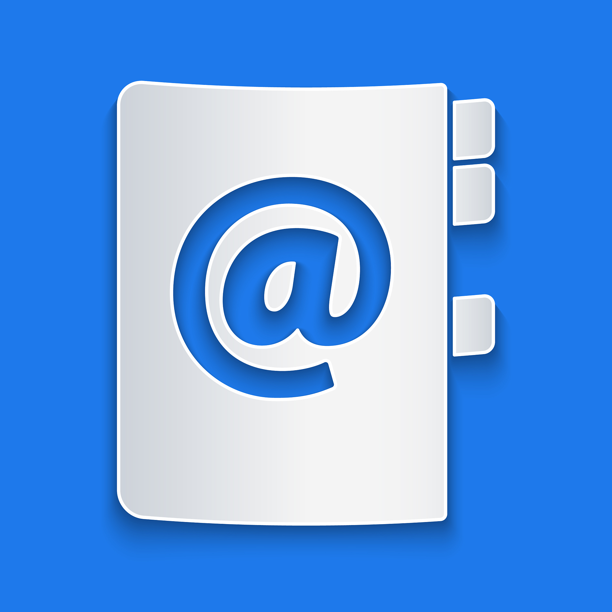 paper cut address book icon isolated on blue
