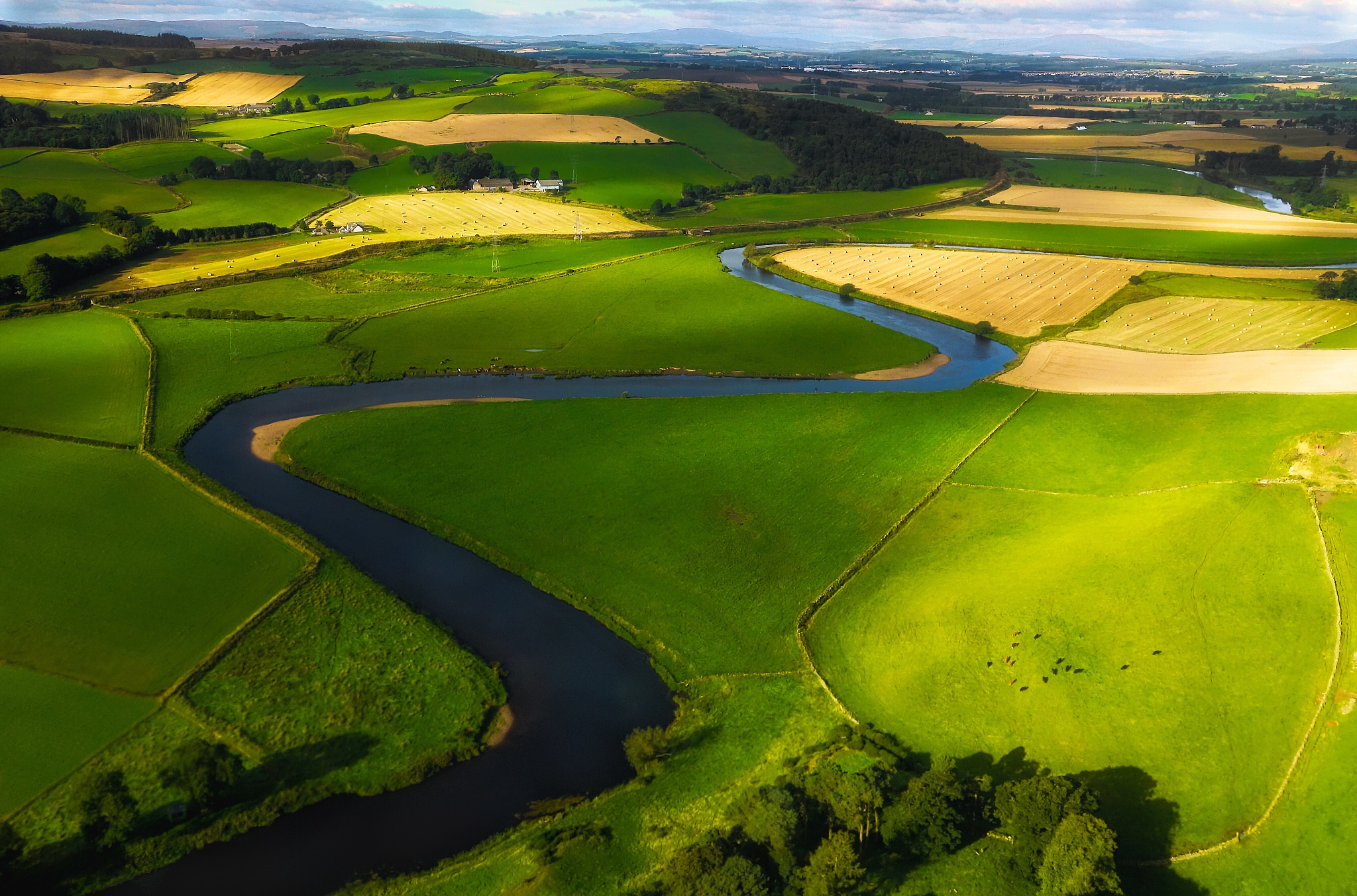 high angle view of agricultural field against sky