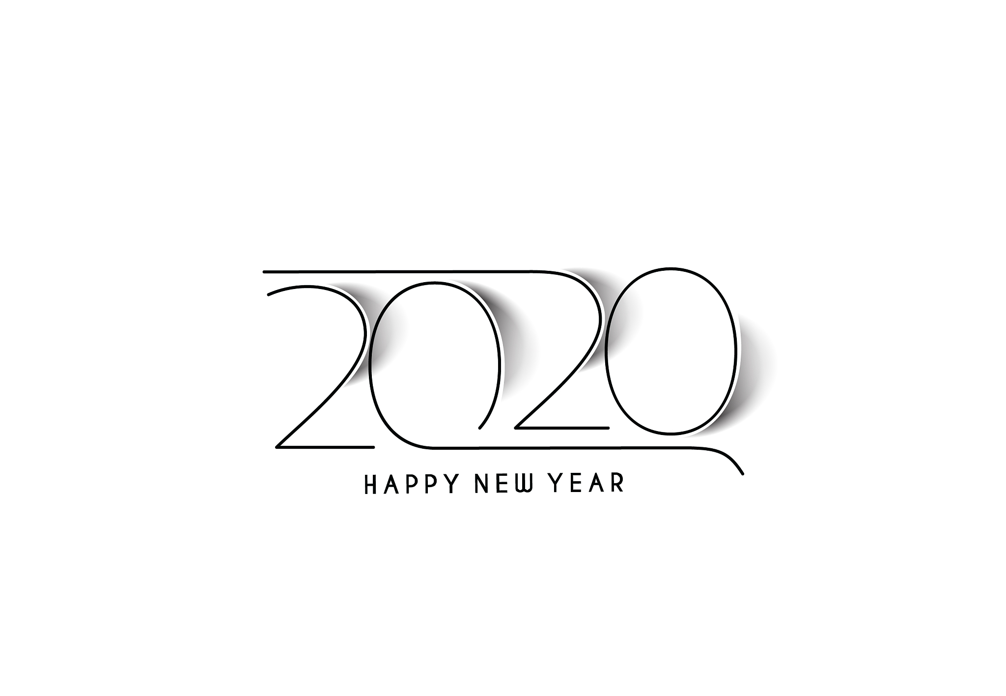 happy new year 2020 text typography design patter