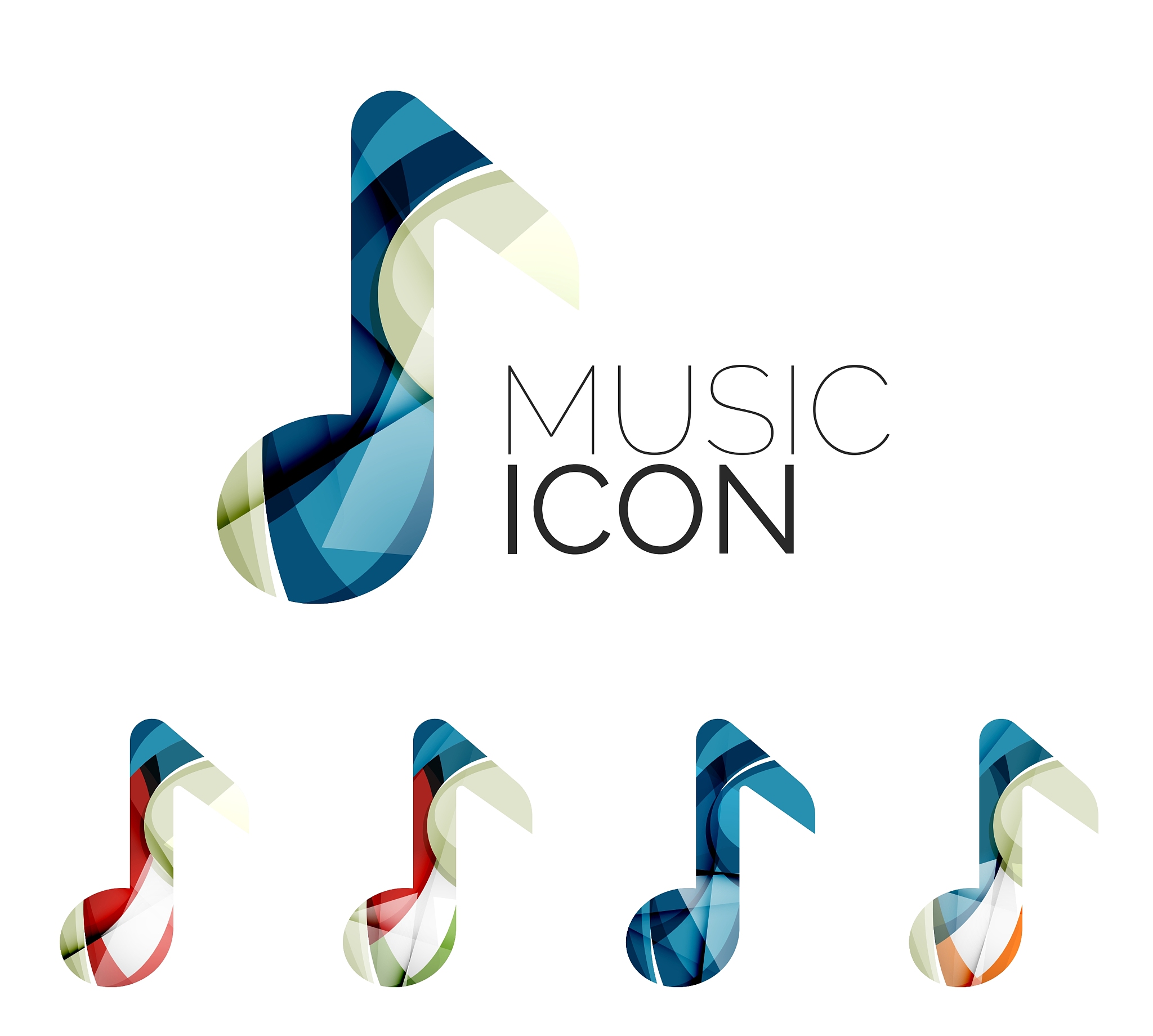 set of abstract music note icon business logotype