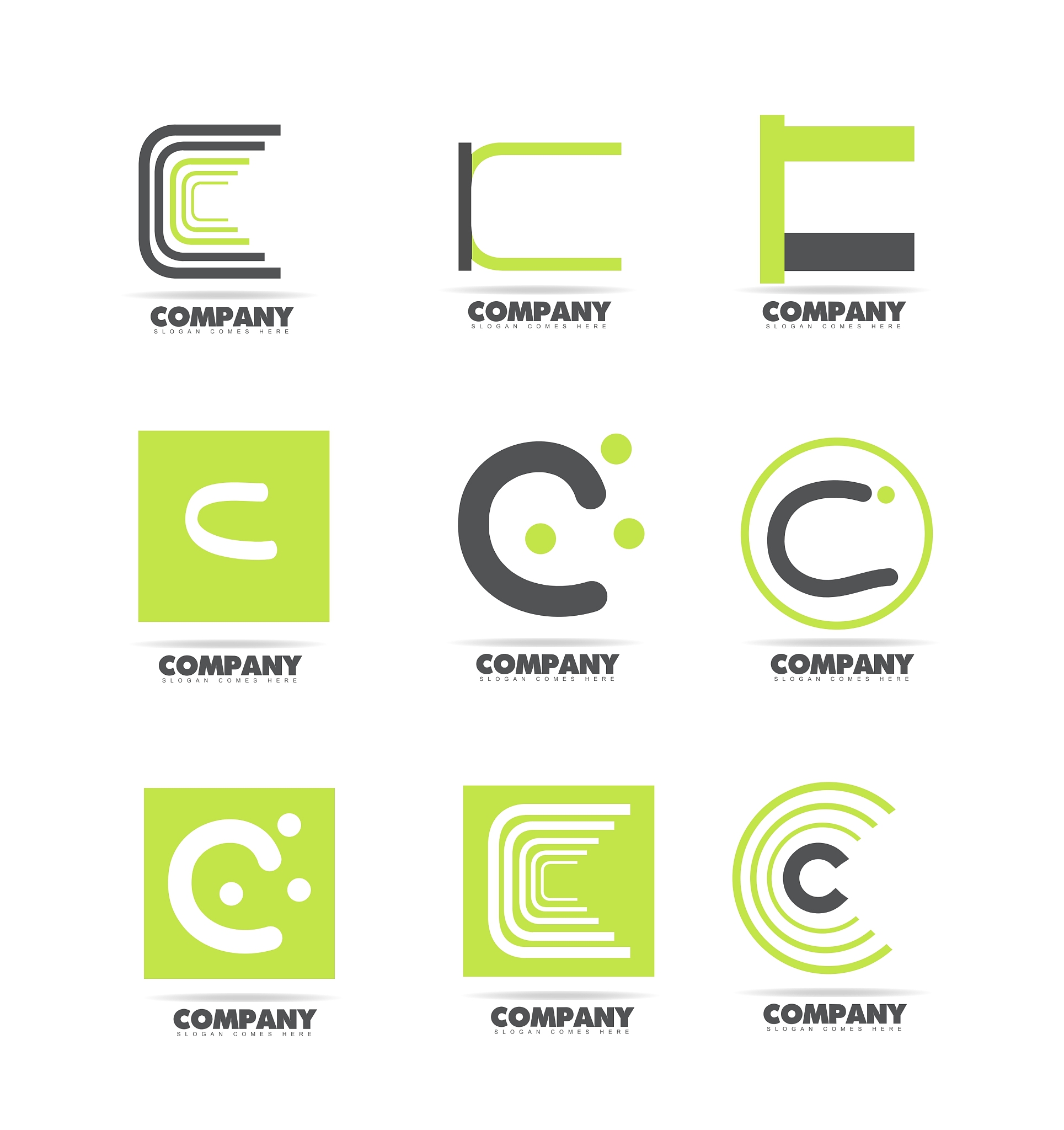 letter c green icon logo set