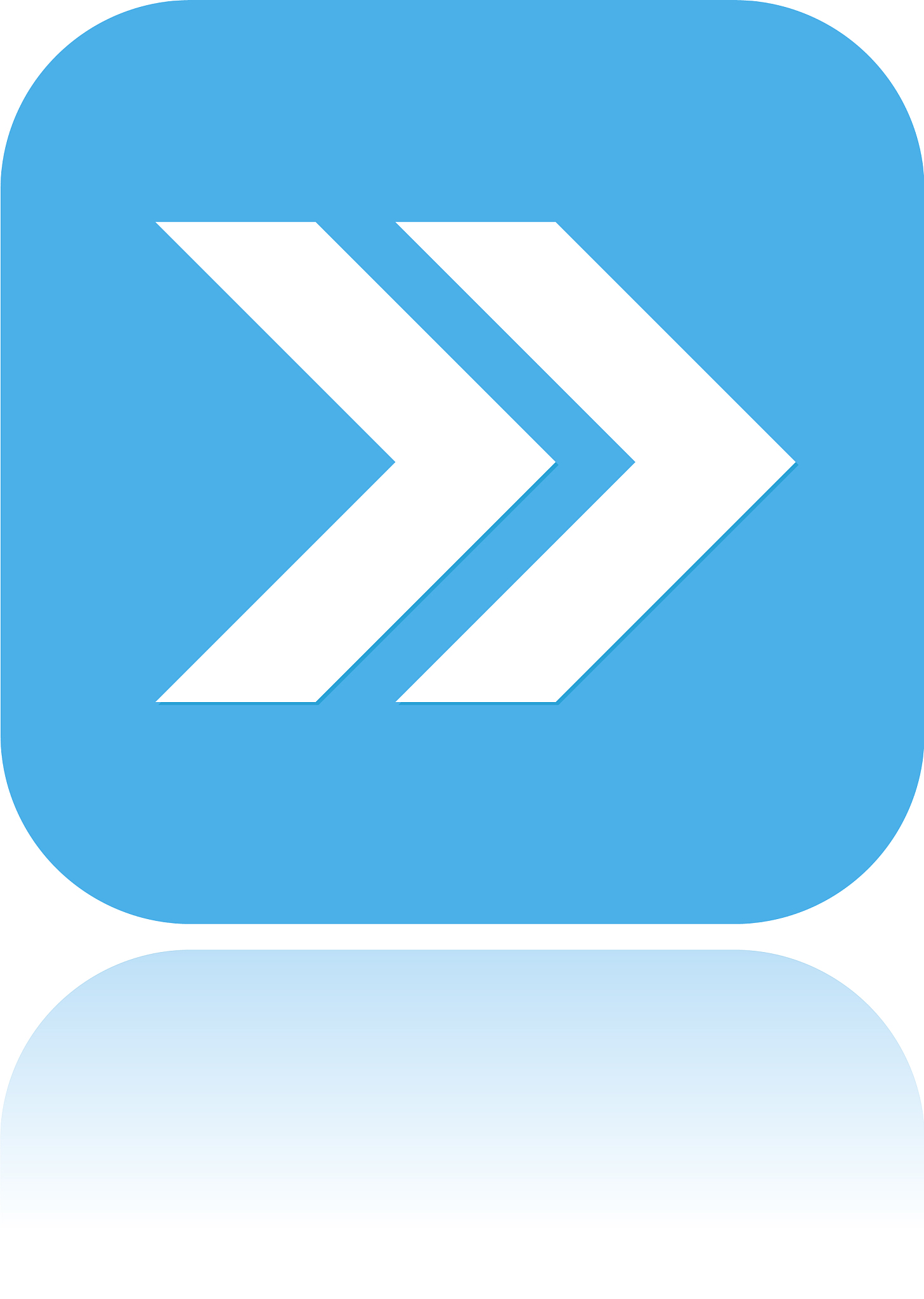 arrow icon blue square icon with reflection