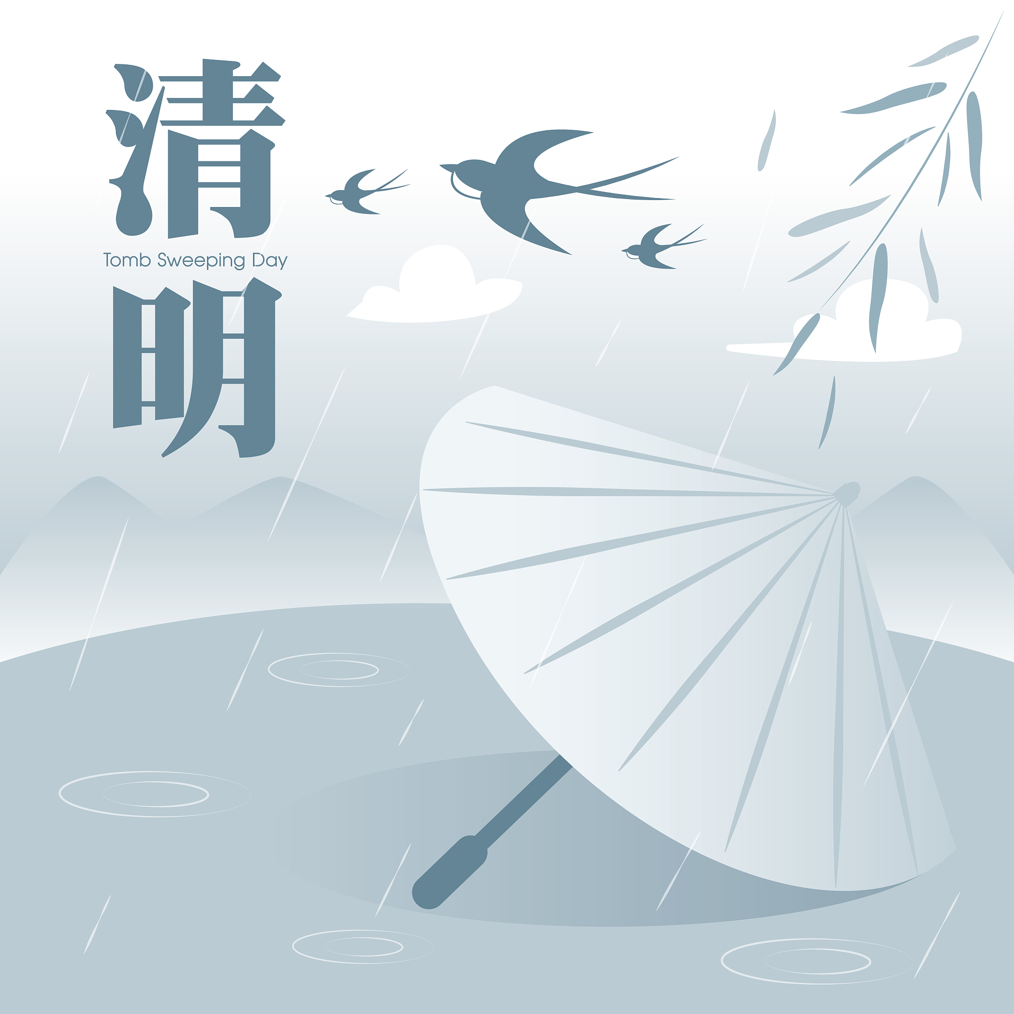 将以下内容翻译成英文：画一张描绘清明节习俗的图：一个年轻男人在墓前献鲜花