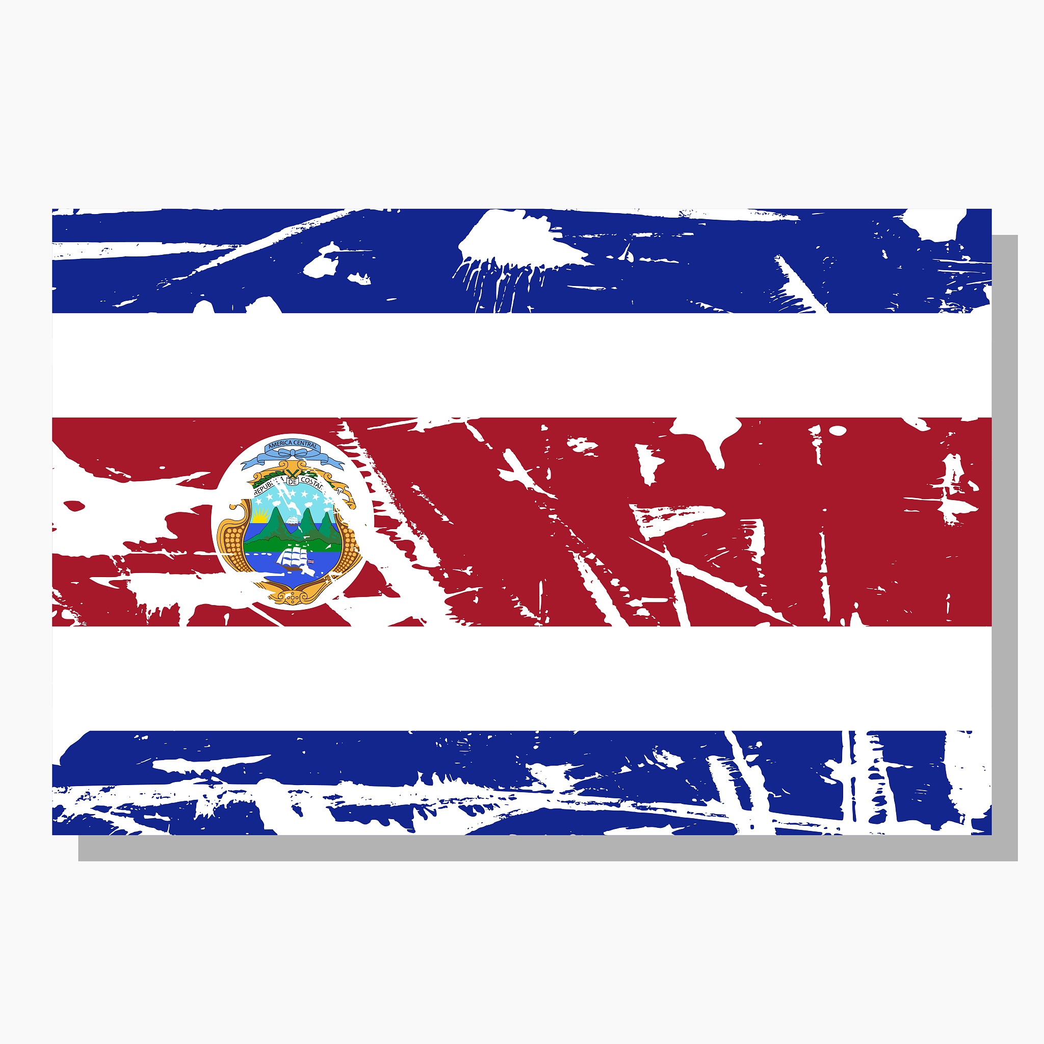 costa rica flag with scratches, vector flag of costa rica.