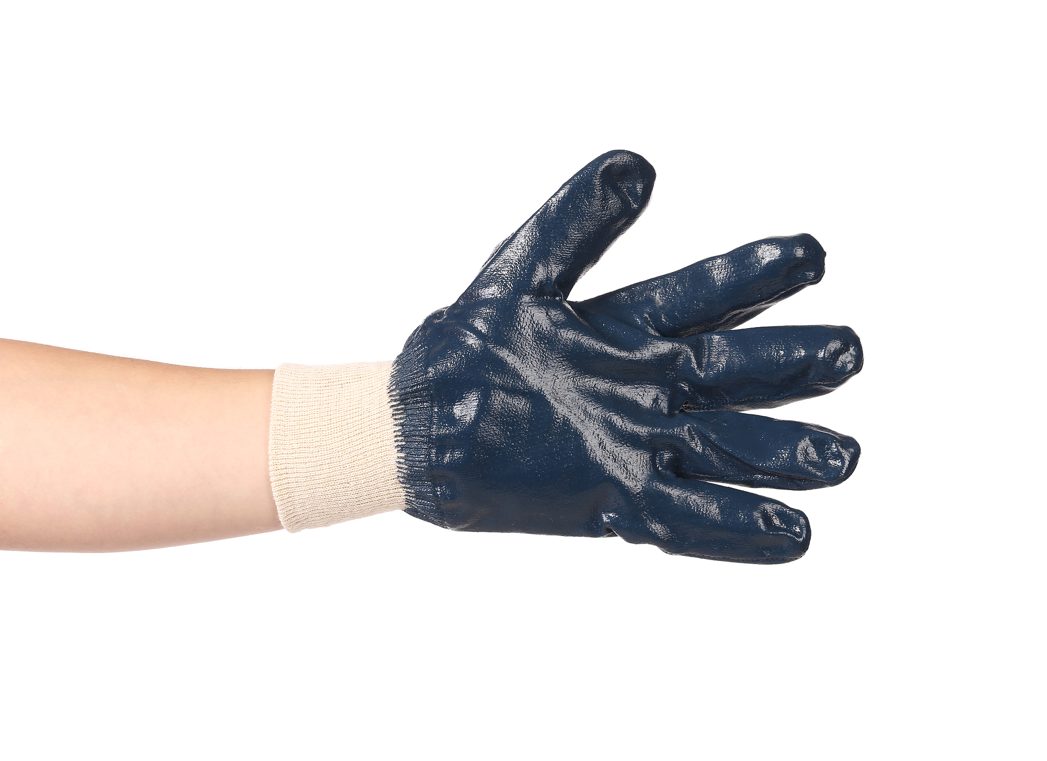 rubber protective blue glove.