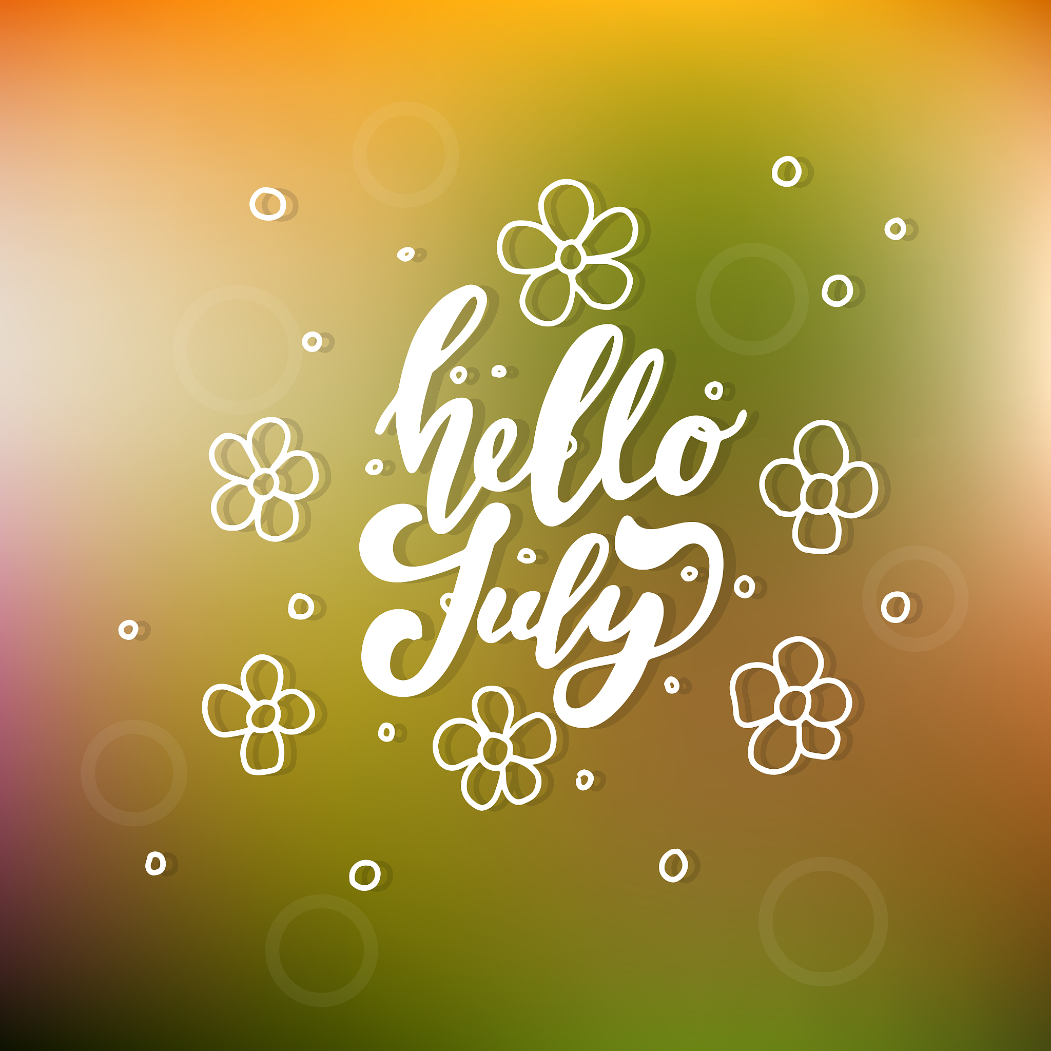 hello july lettering print. summer minimalistic illustration.