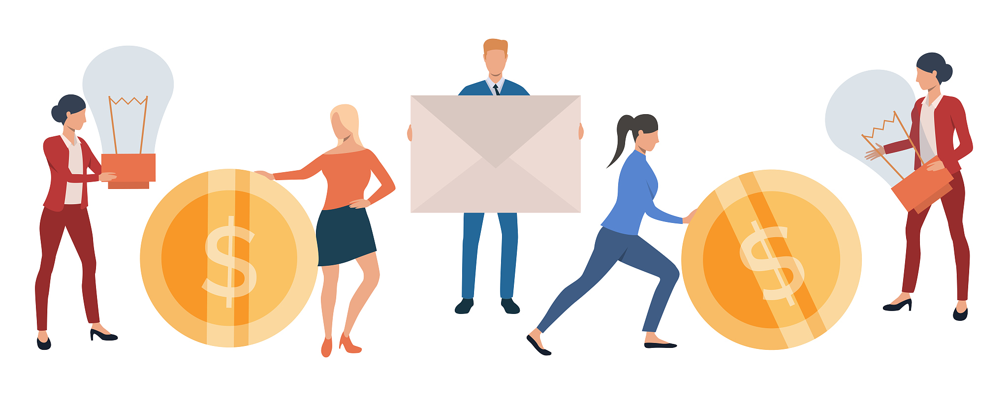 set of creative business people
