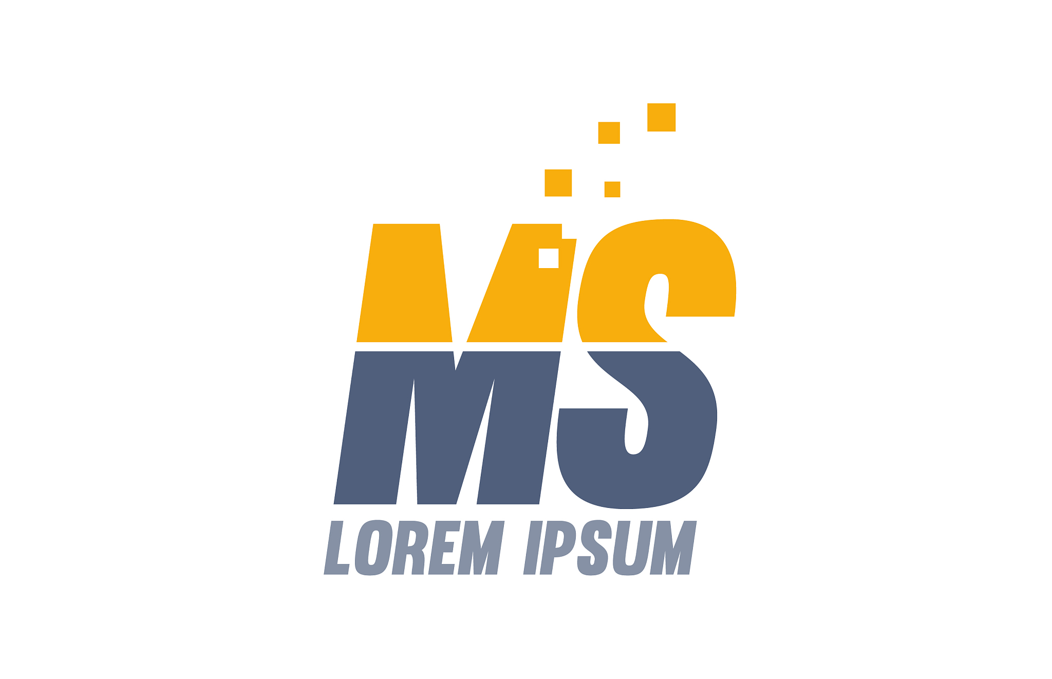 yellow blue ms m s alphabet letter logo company