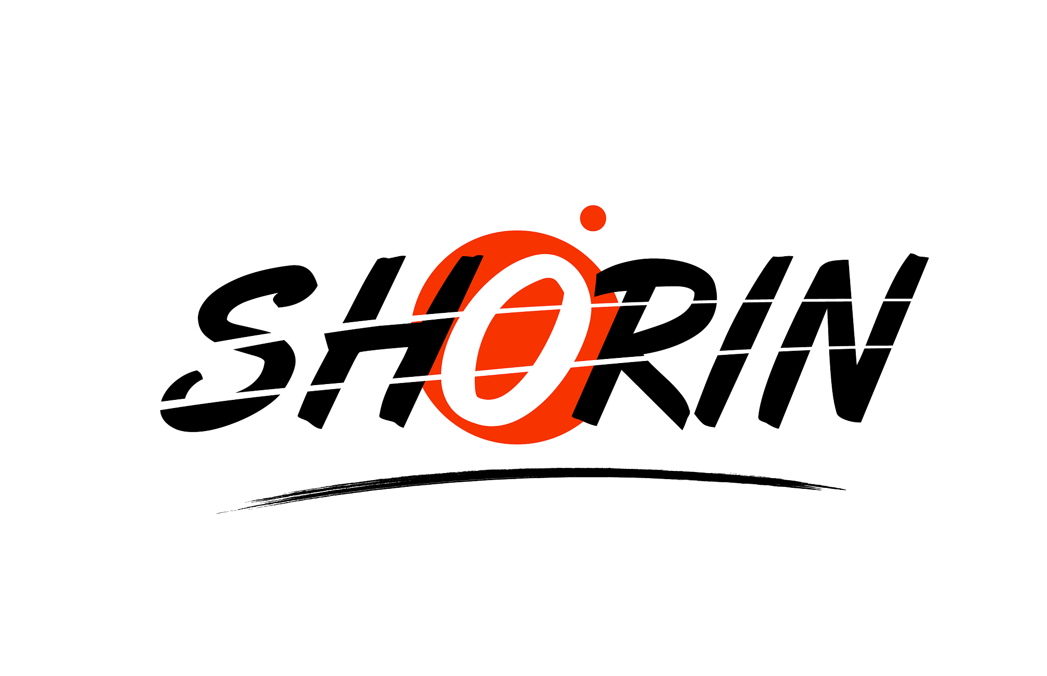 shorin word text logo icon with red circle design