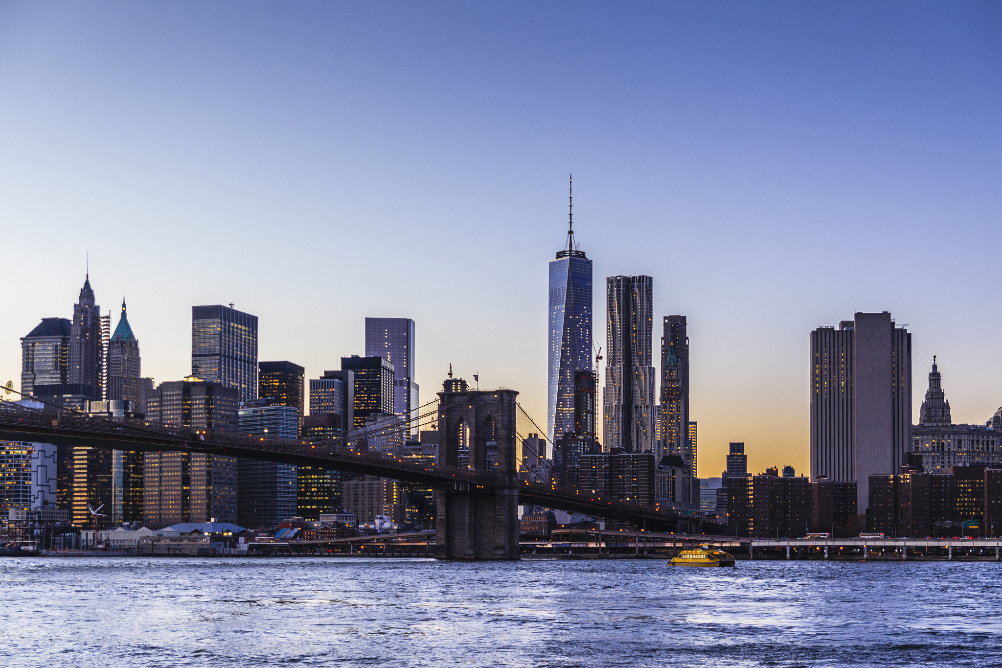 manhattan view from brooklyn at the night