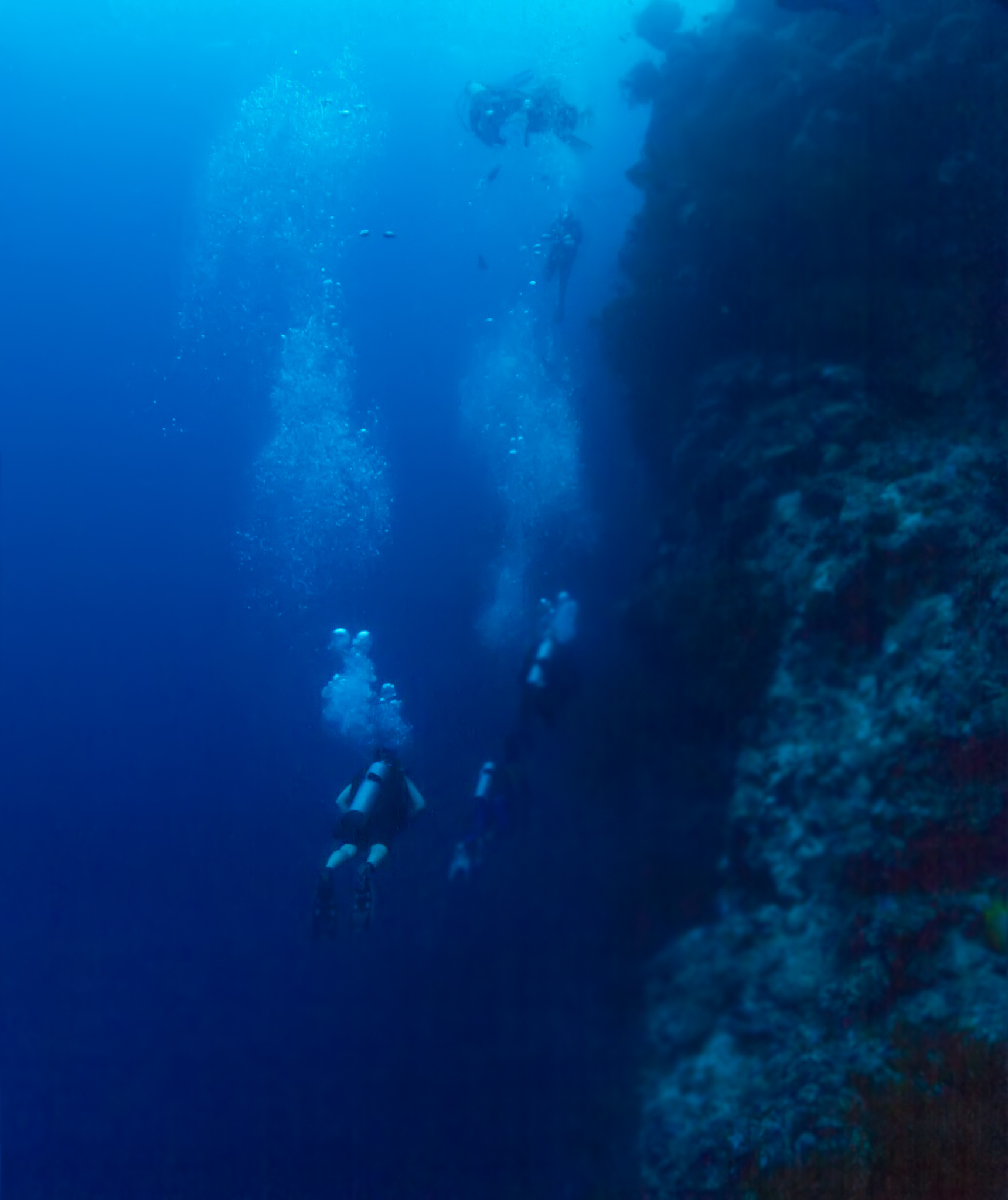 air bubbles from a scuba diver