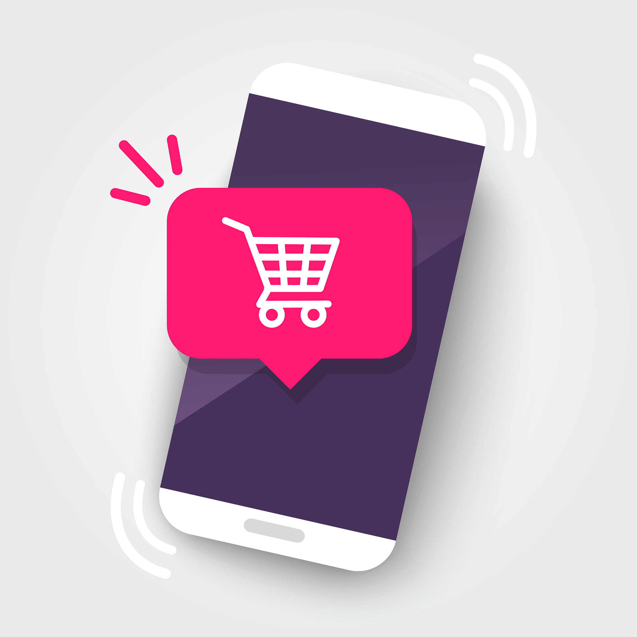 smartphone with shopping cart notification