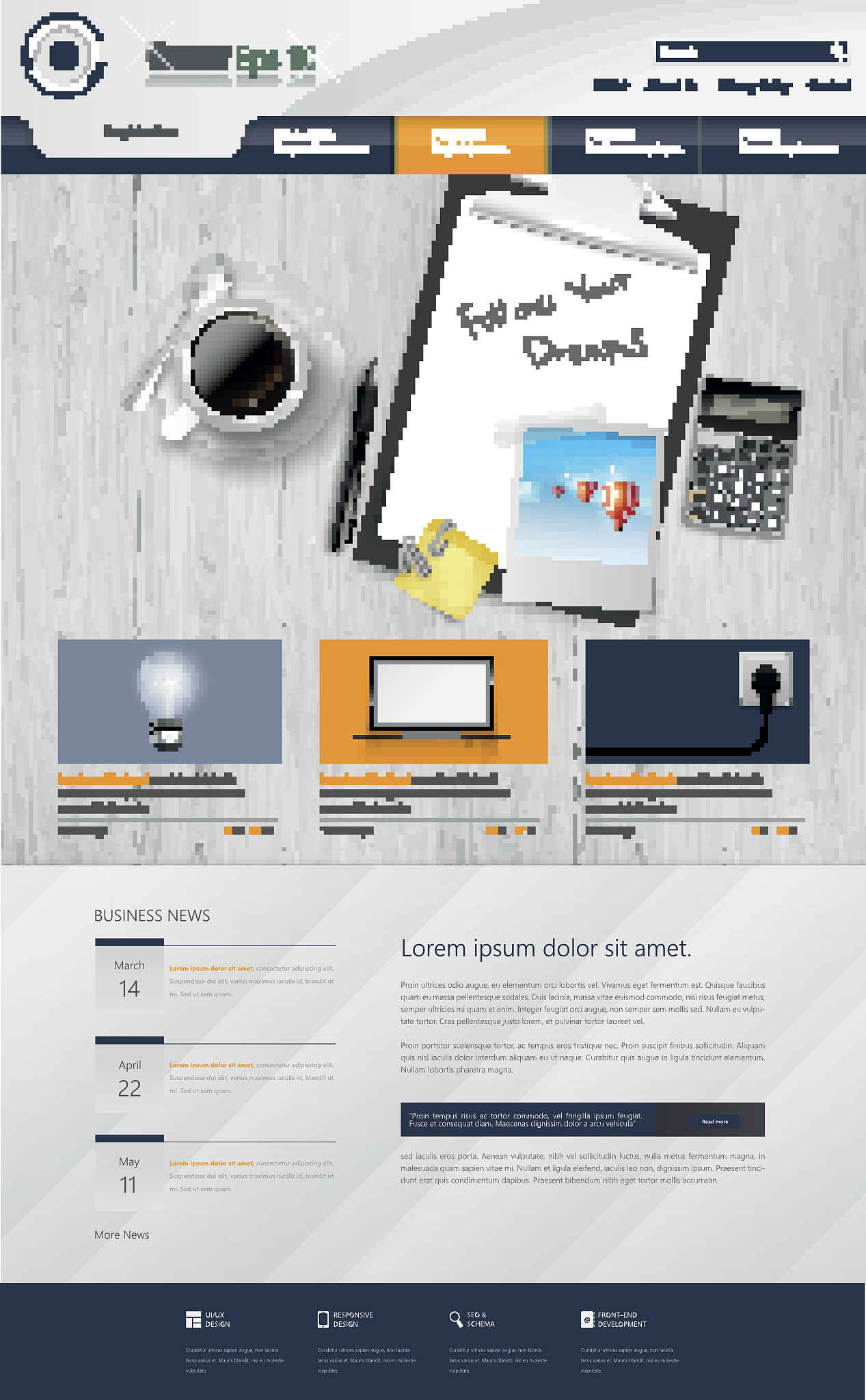 one page website template design