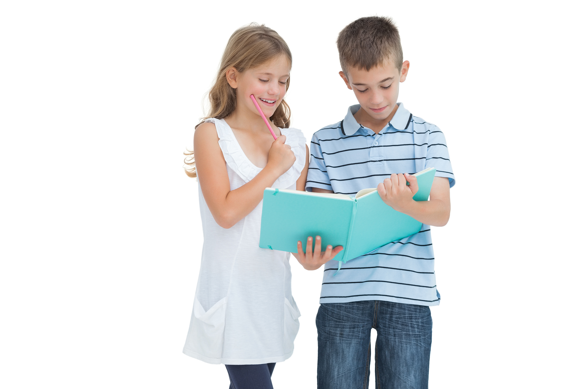 concentrated brother and sister learning their lesson together