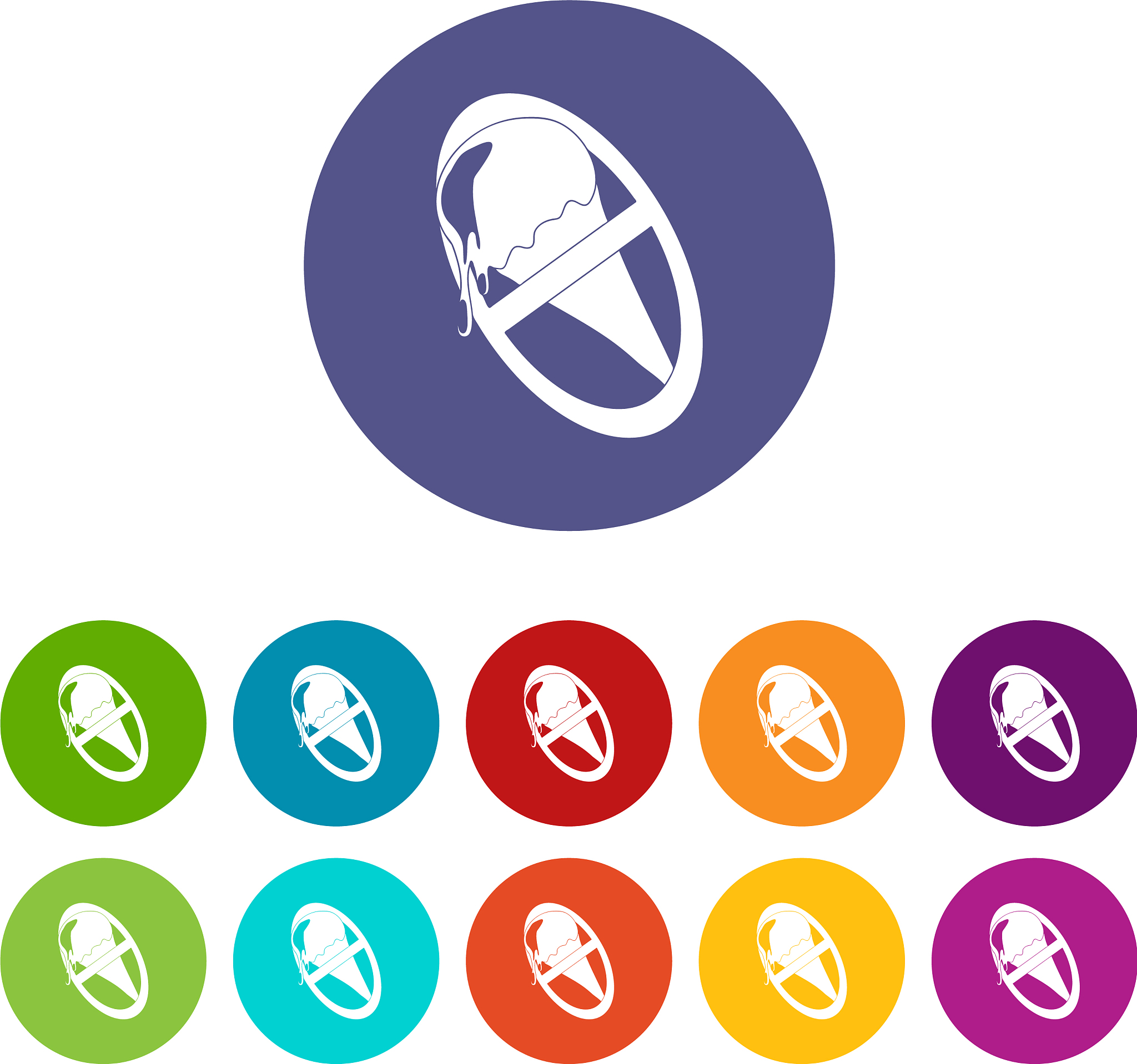 no ice cream icons set color