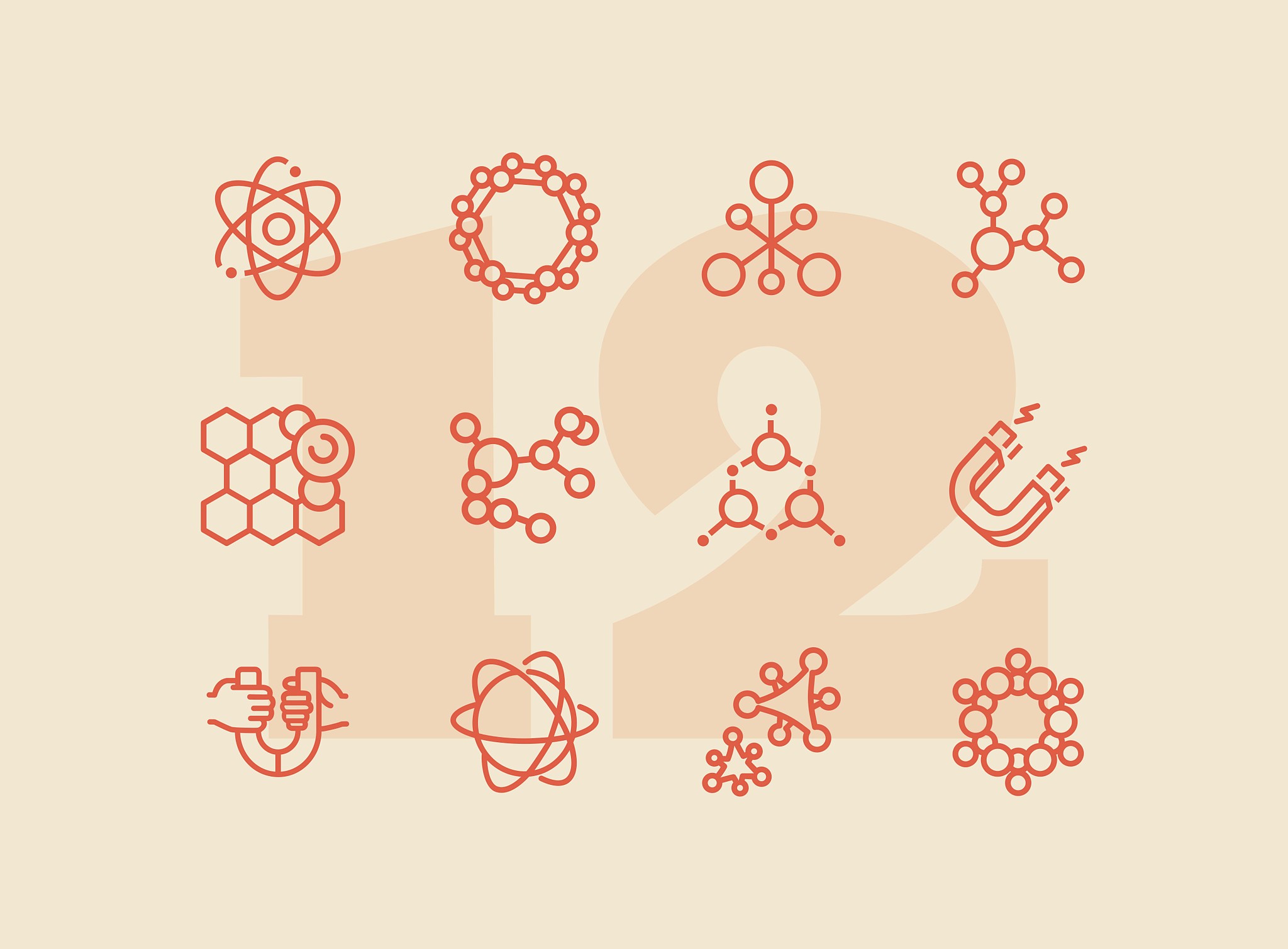 molecule line icon set
