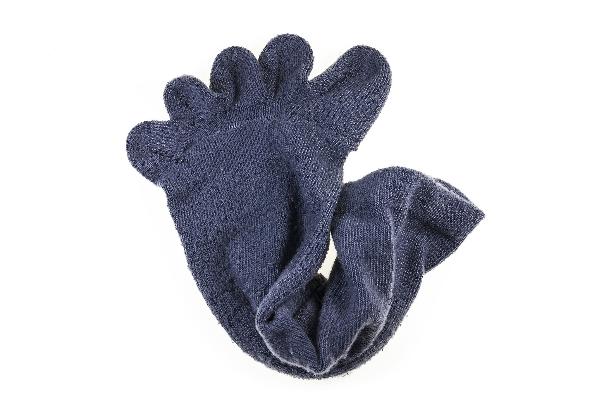 socks with fingers old  on white background