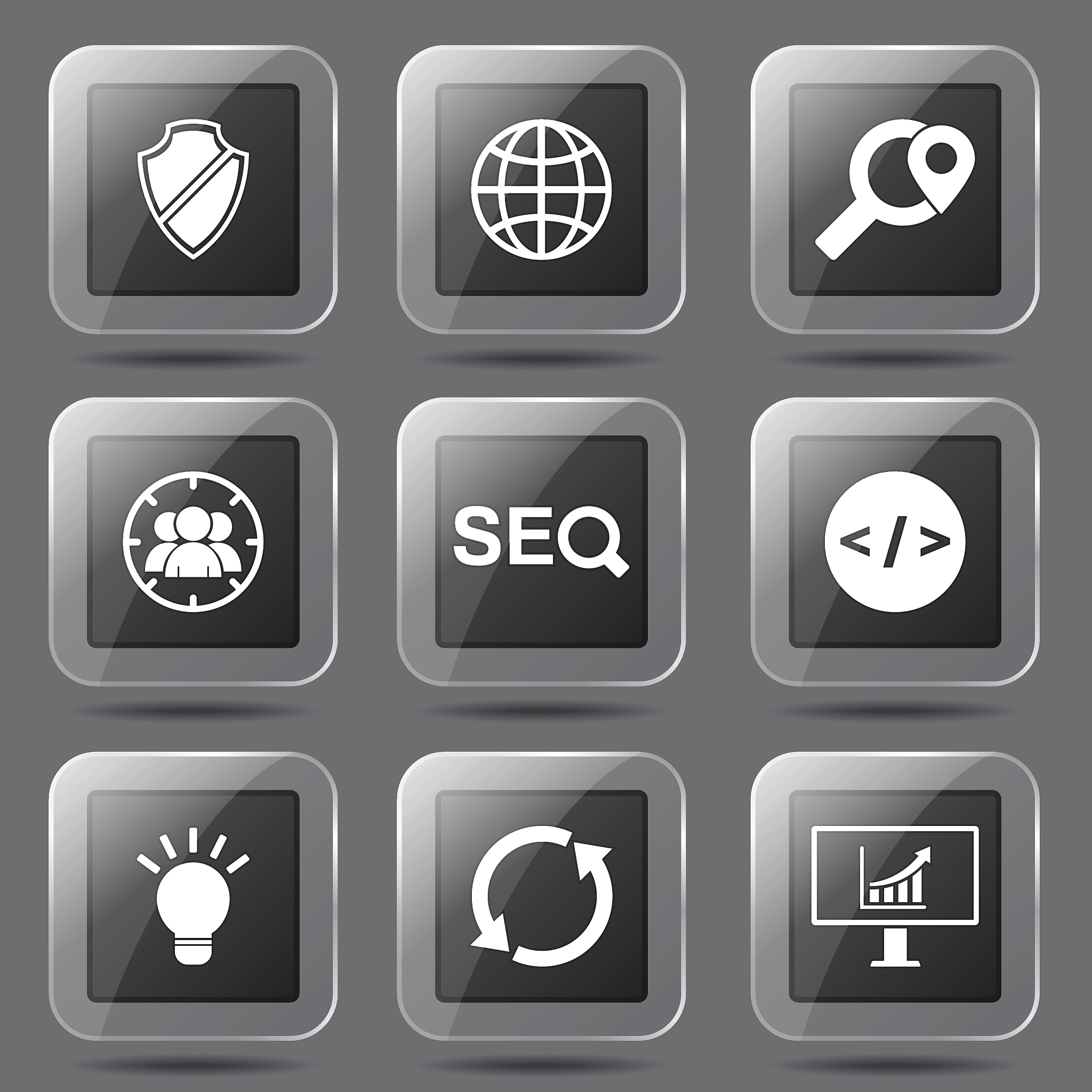 seo internet sign square vector black icon design set 2