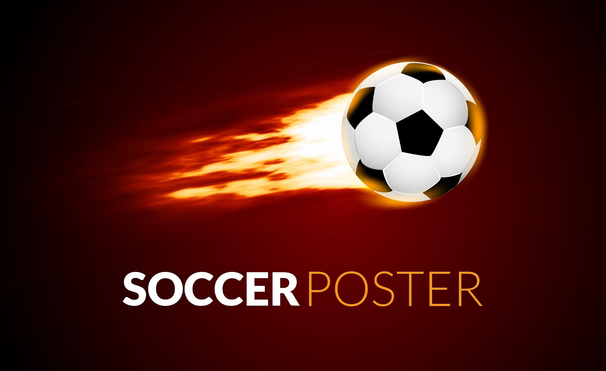 soccer ball banner with fire ball in motion soccer
