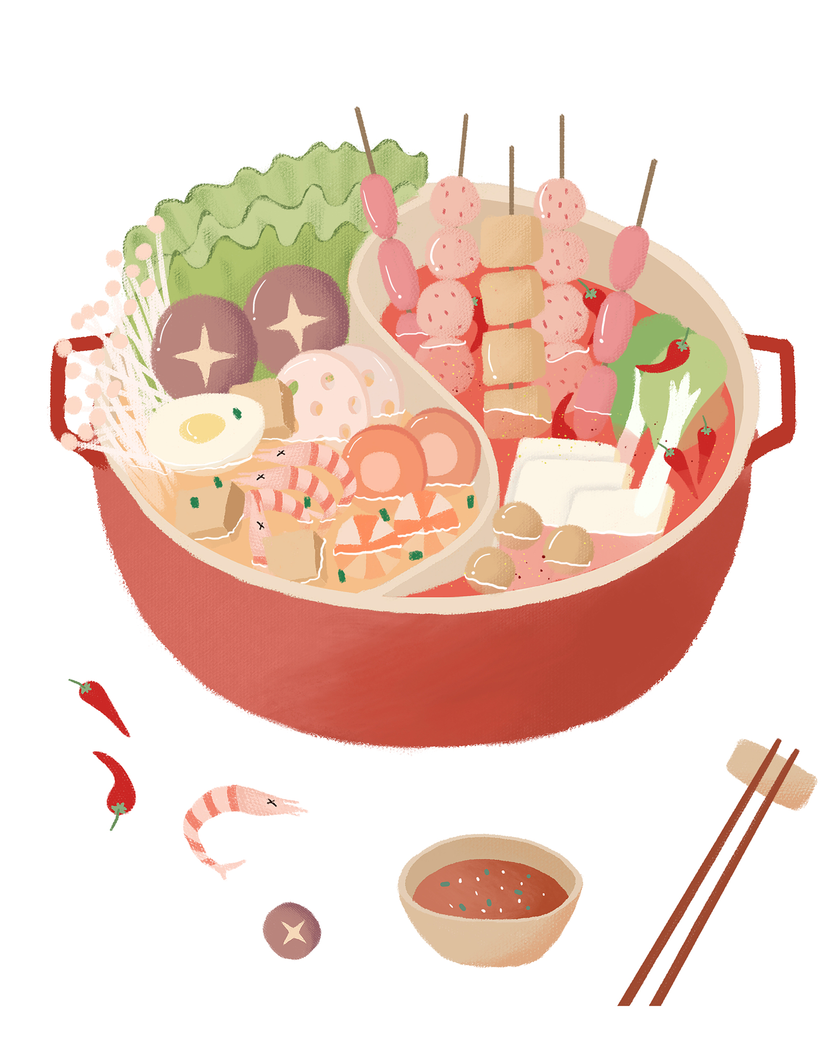 AI绘画师带你感受重庆洞子火锅的传奇：鸳鸯锅的秘密