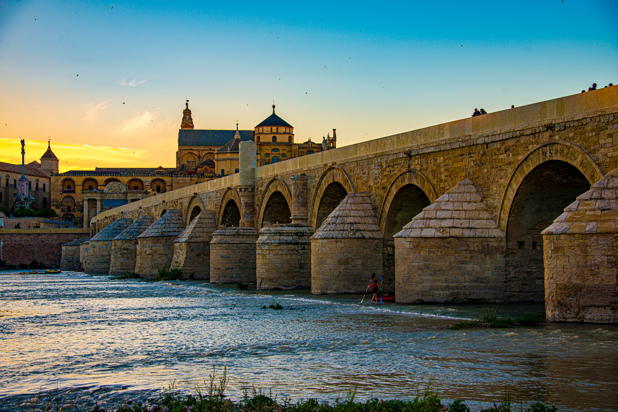 mosque-cathedral and roman bridge of cordoba, andalusia, spain