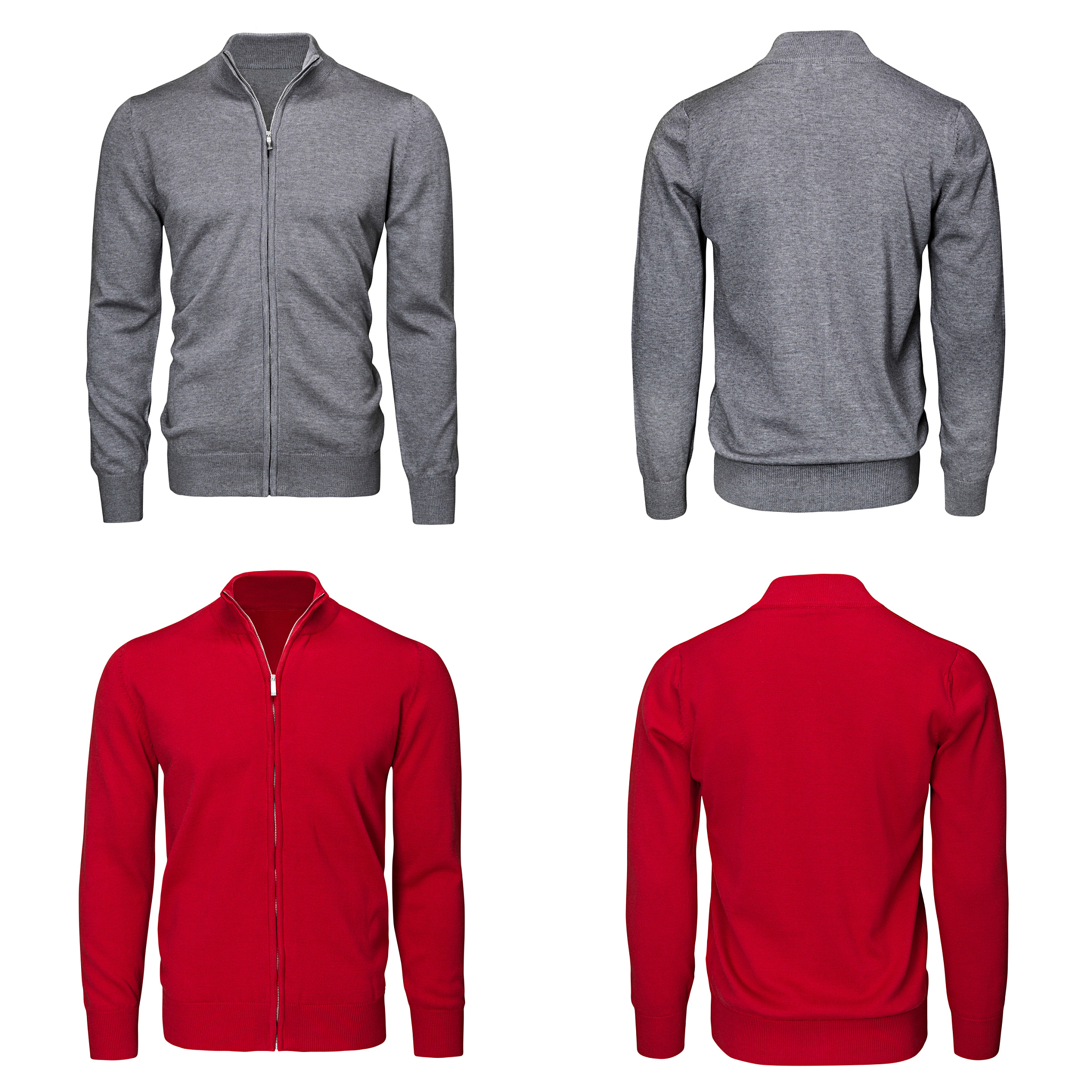 male gray and red sweater