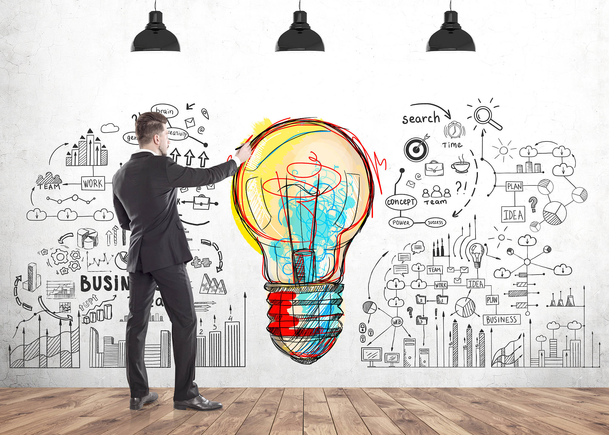 man with marker, business idea