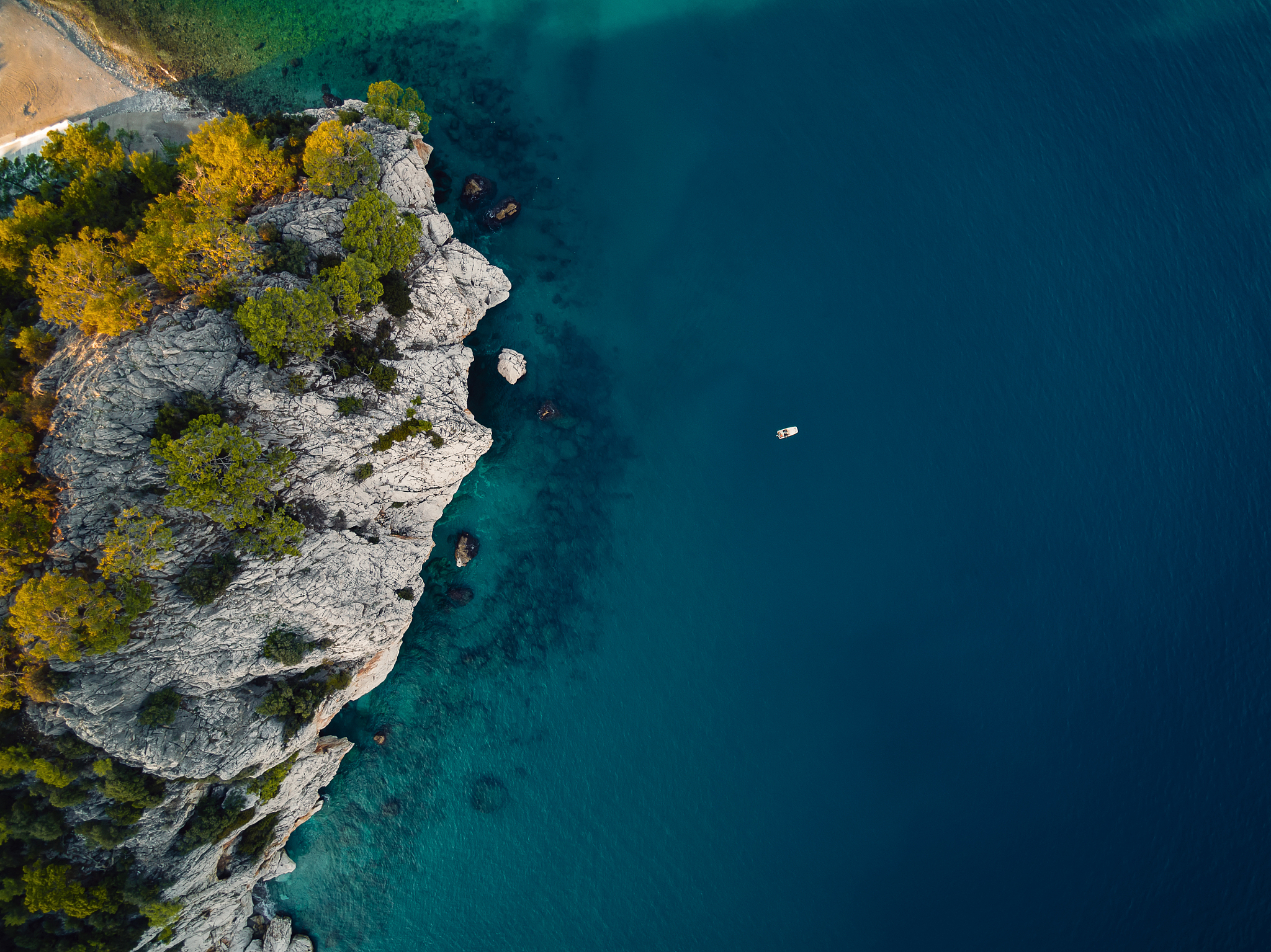 mediterranean island seashore. aerial view