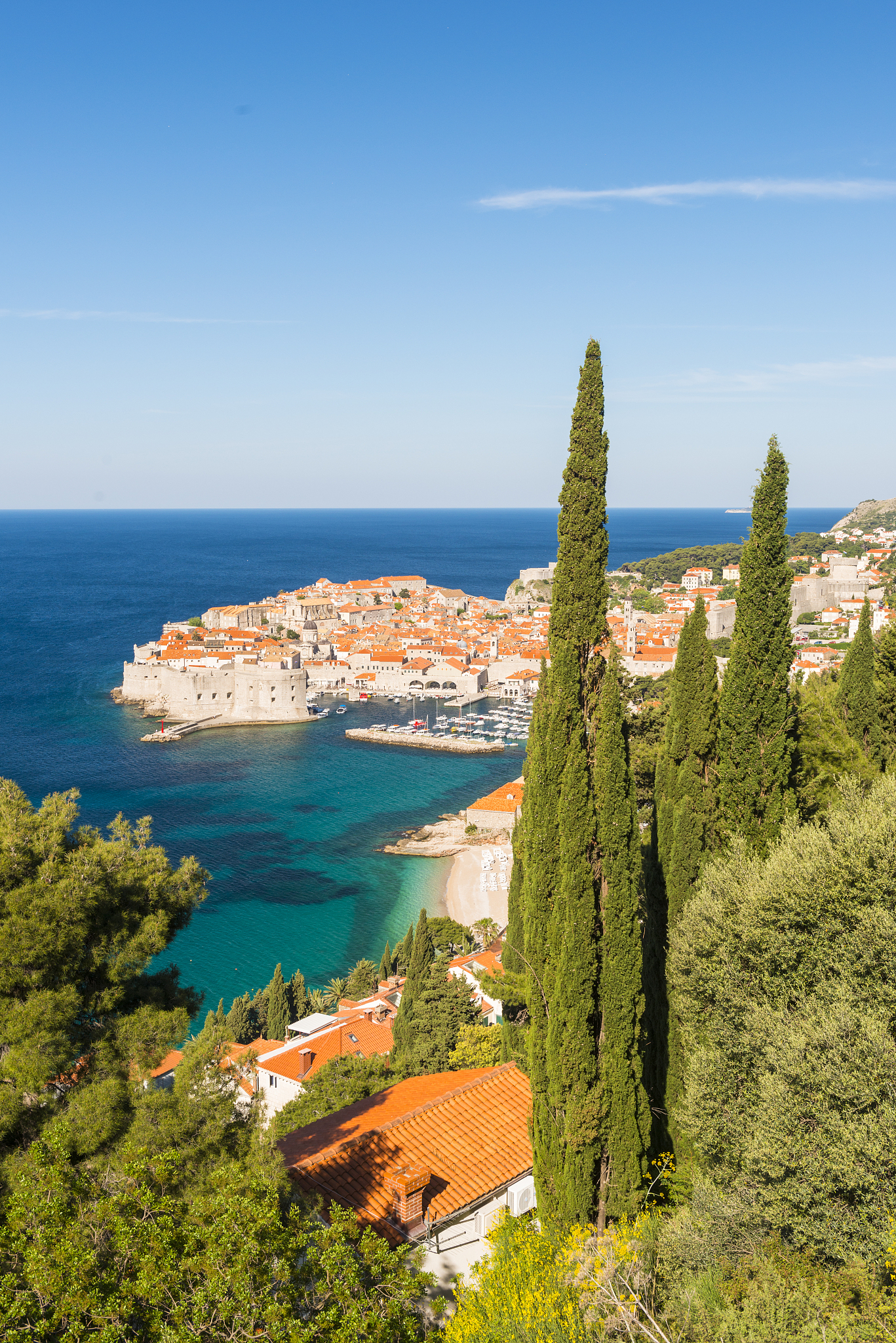 aerial view of dubrovnik old town, unesco world heritage site, d