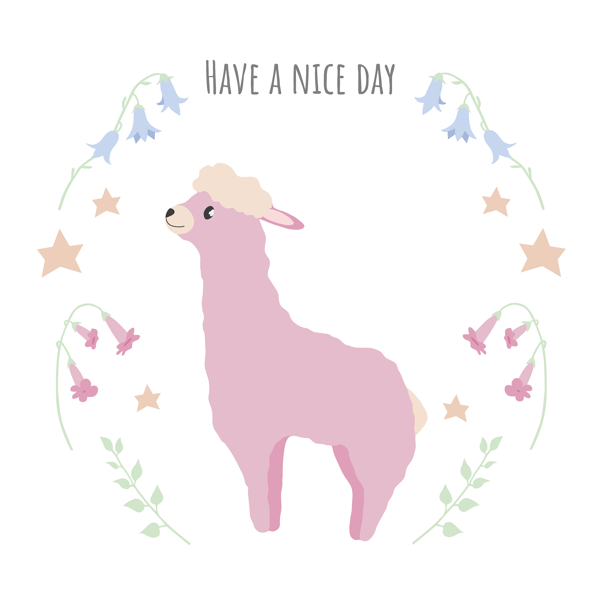 vector card template with cute alpaca