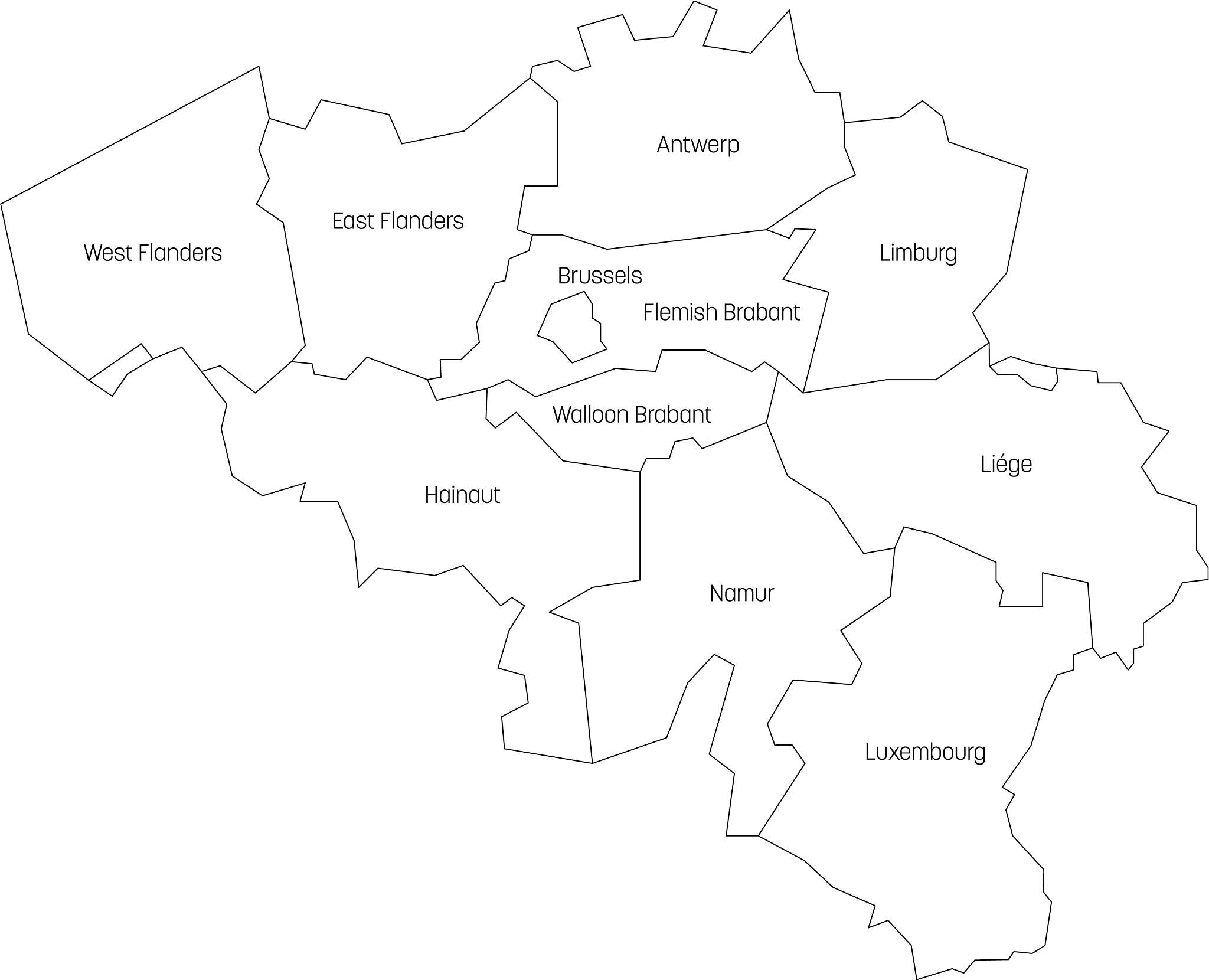 provinces belgium map regional country