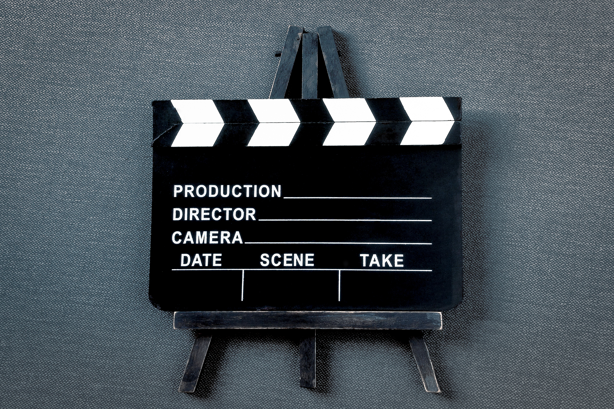 clapperboard. filming equipment.