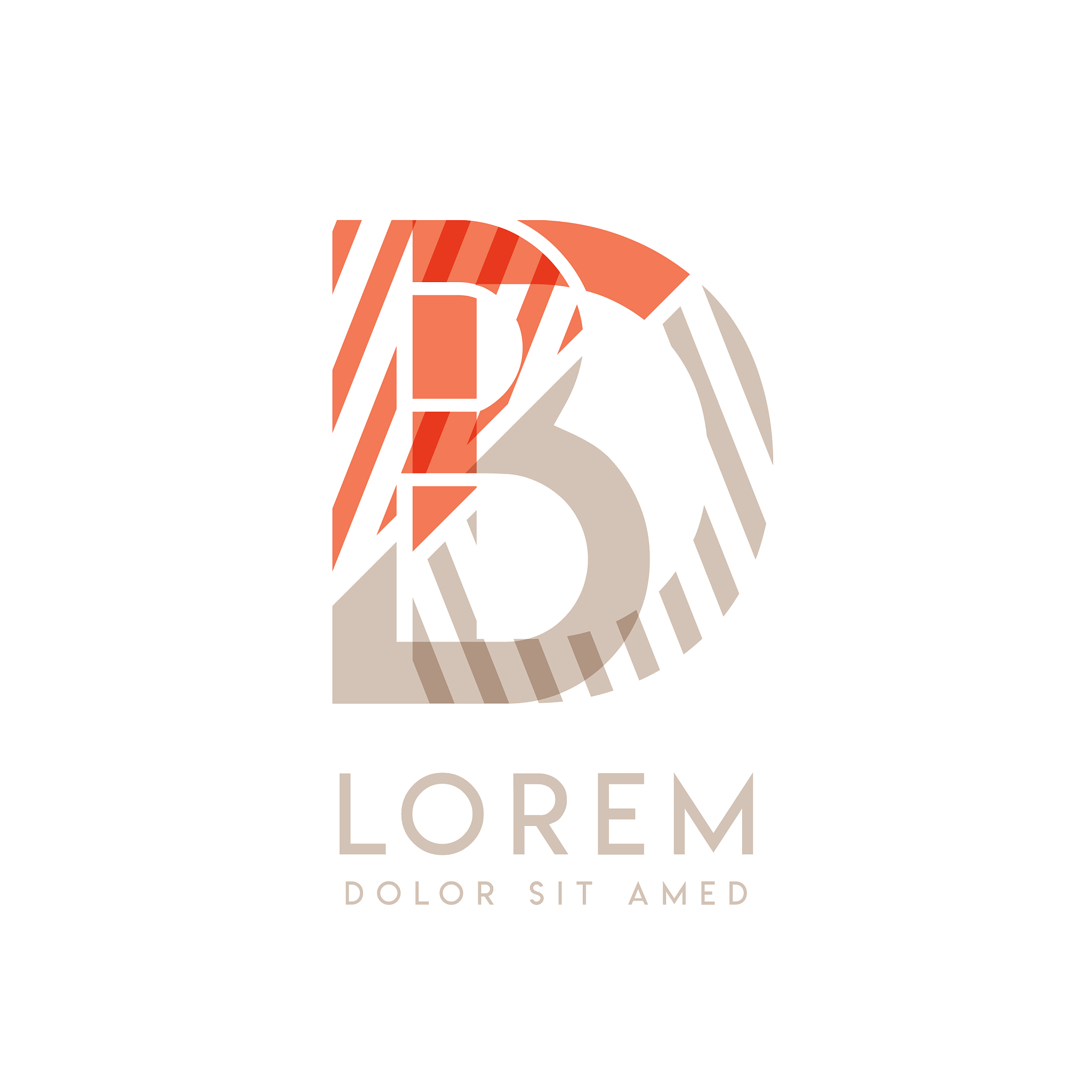 colorful logo design with pink orange and gray
