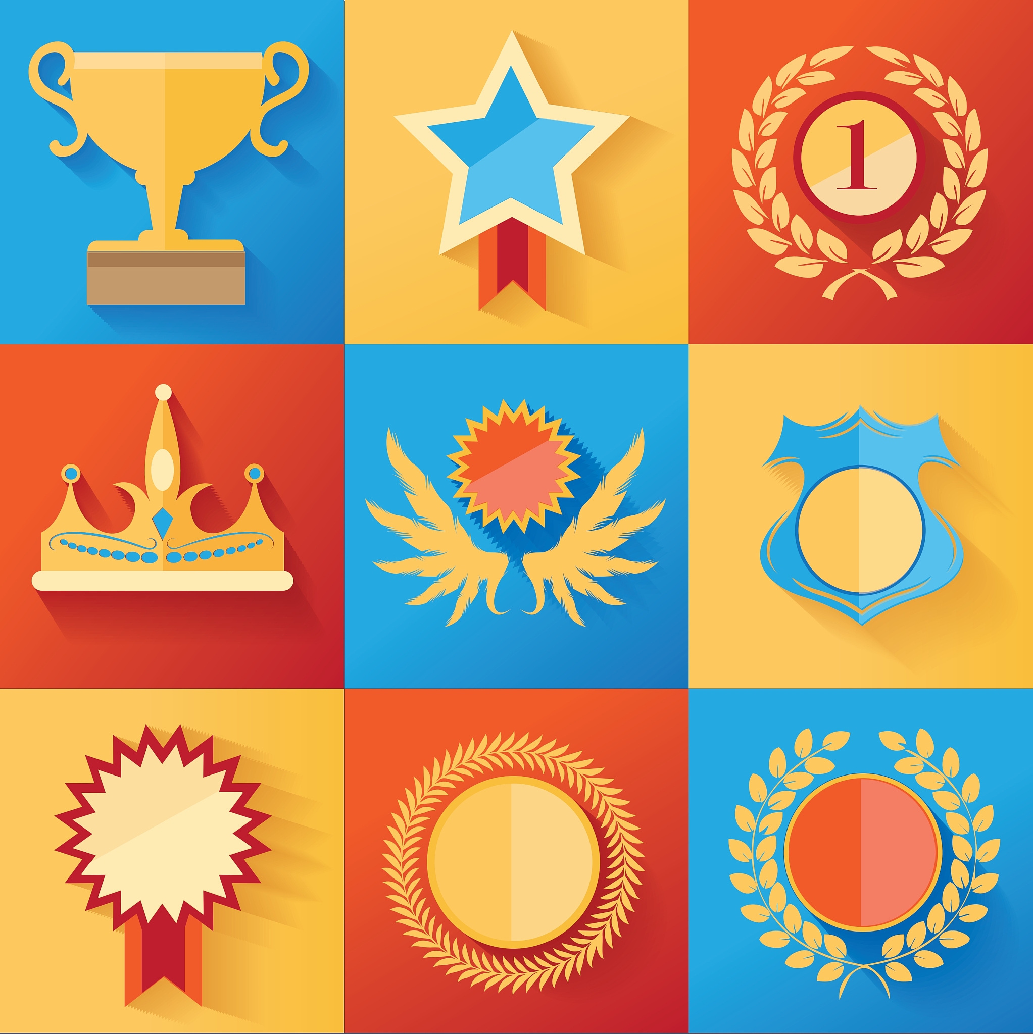 set of golden award icons