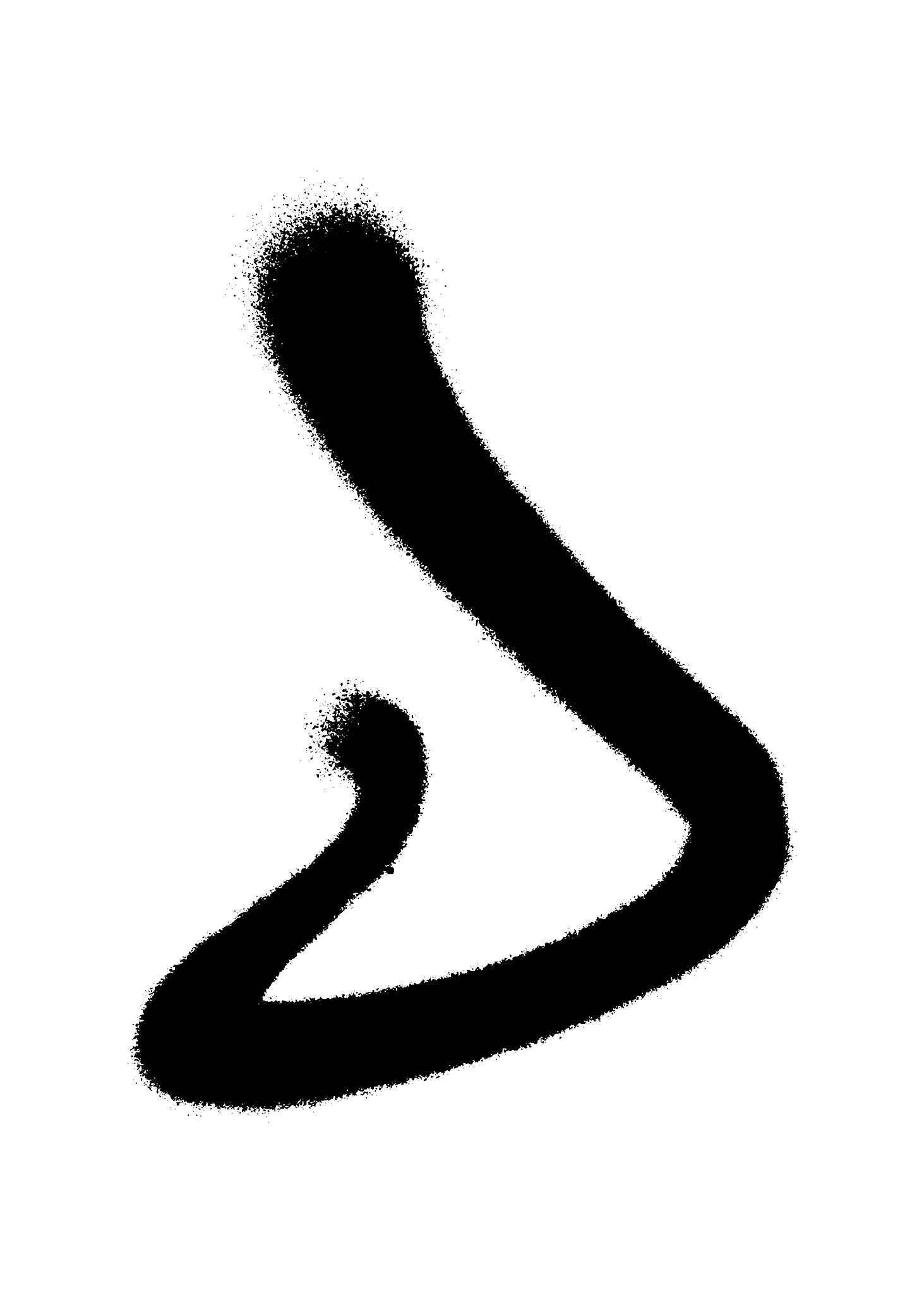 graffiti style letter j with a spray in black over