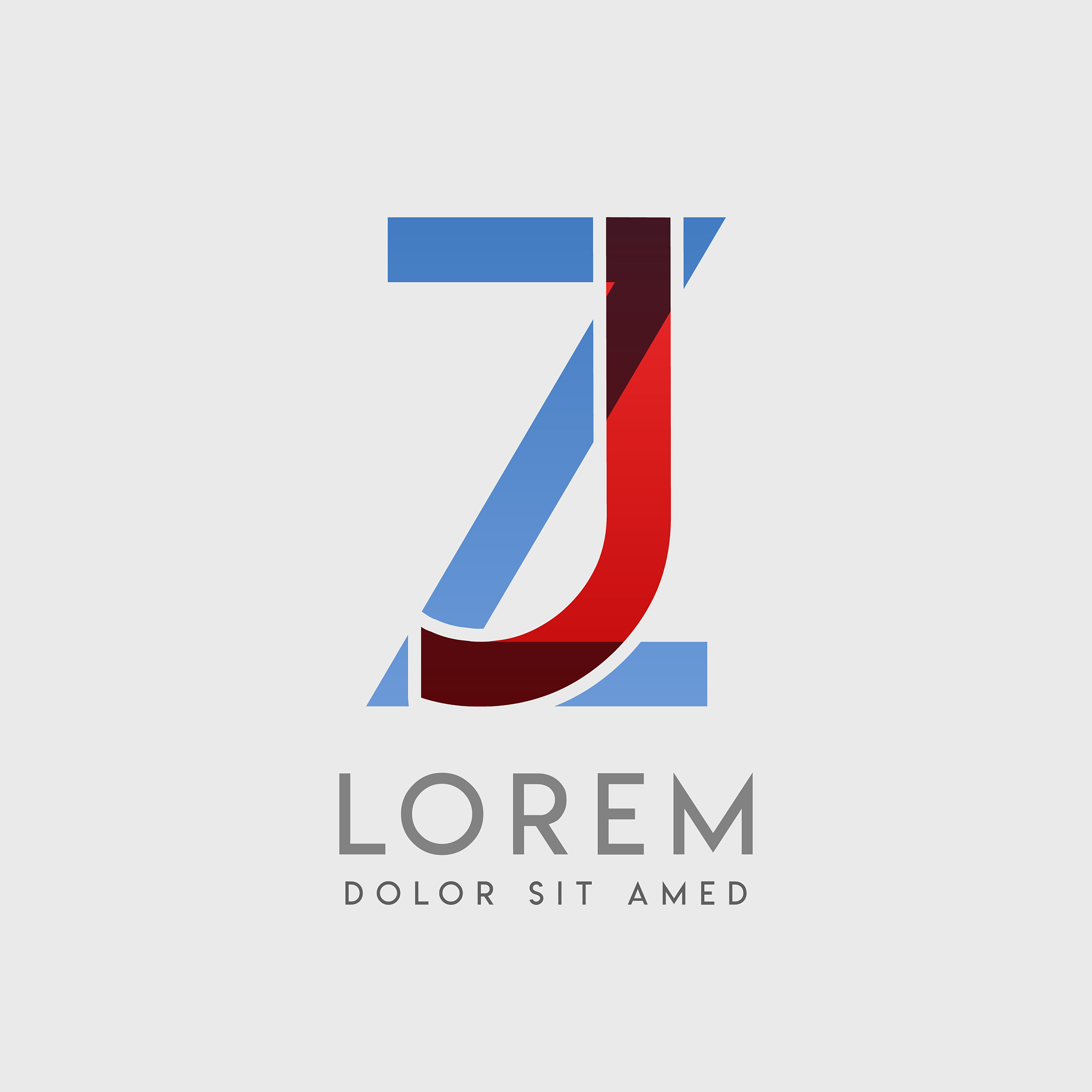jz logo letters with blue and red gradation