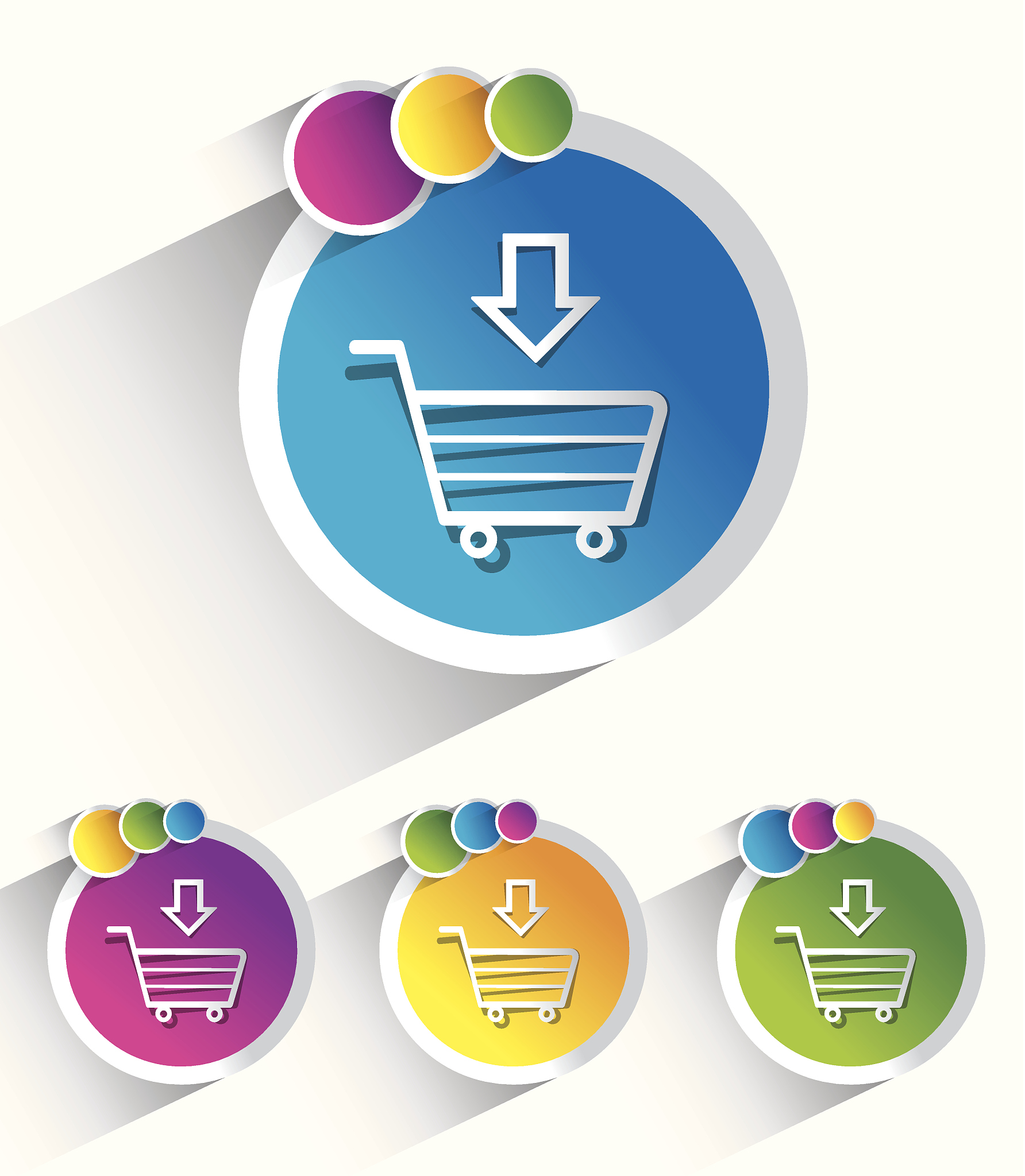 modern shopping cart, trolley icons