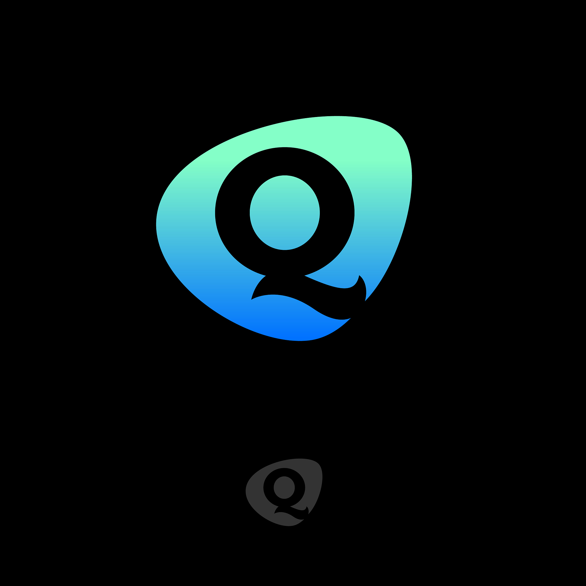 logo q monogram green blue shape web digital
