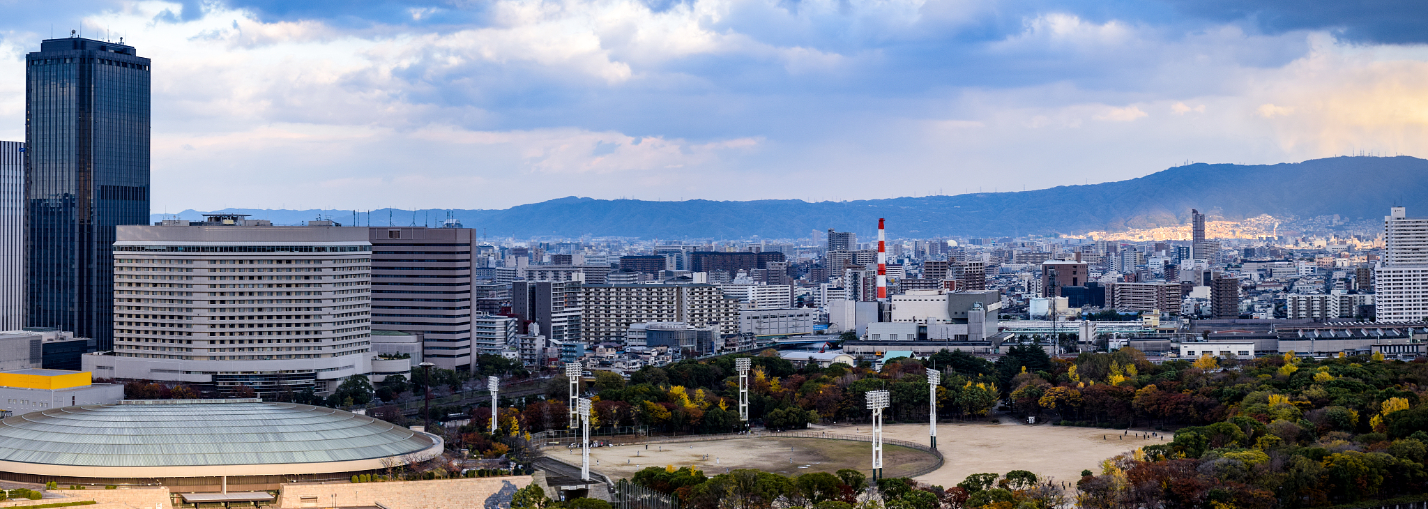 osaka cityscape with overcast sky