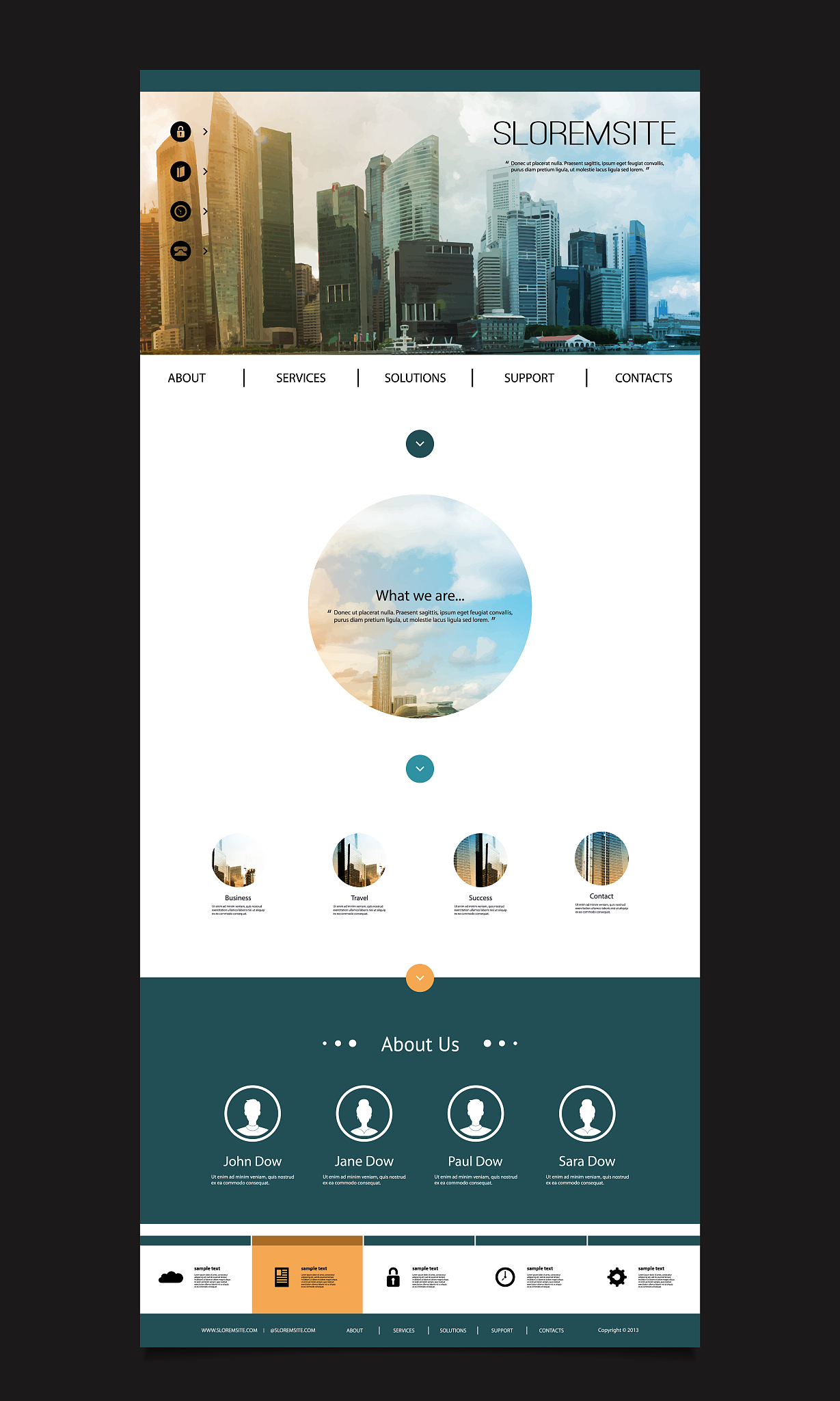 one page website template - global business