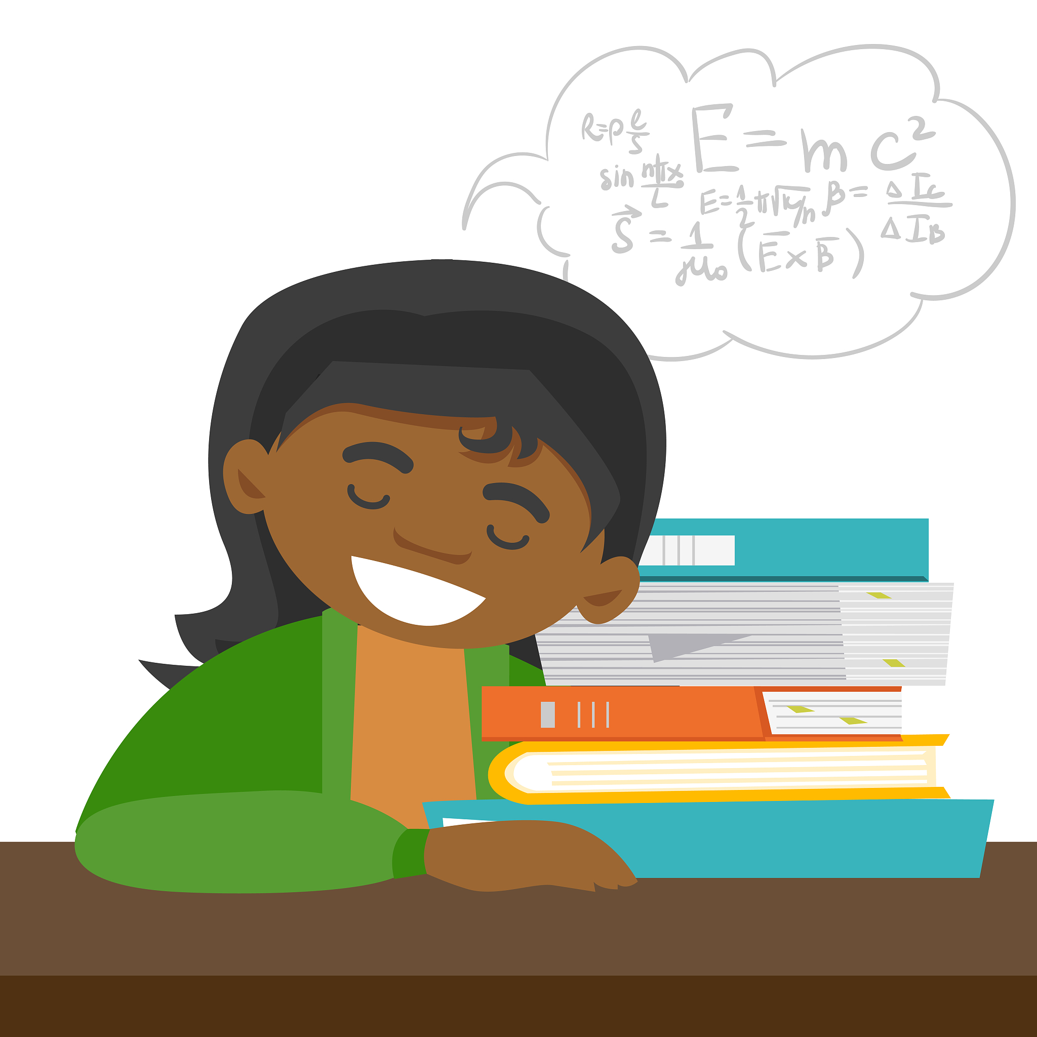 african student sleeping on the desk with books