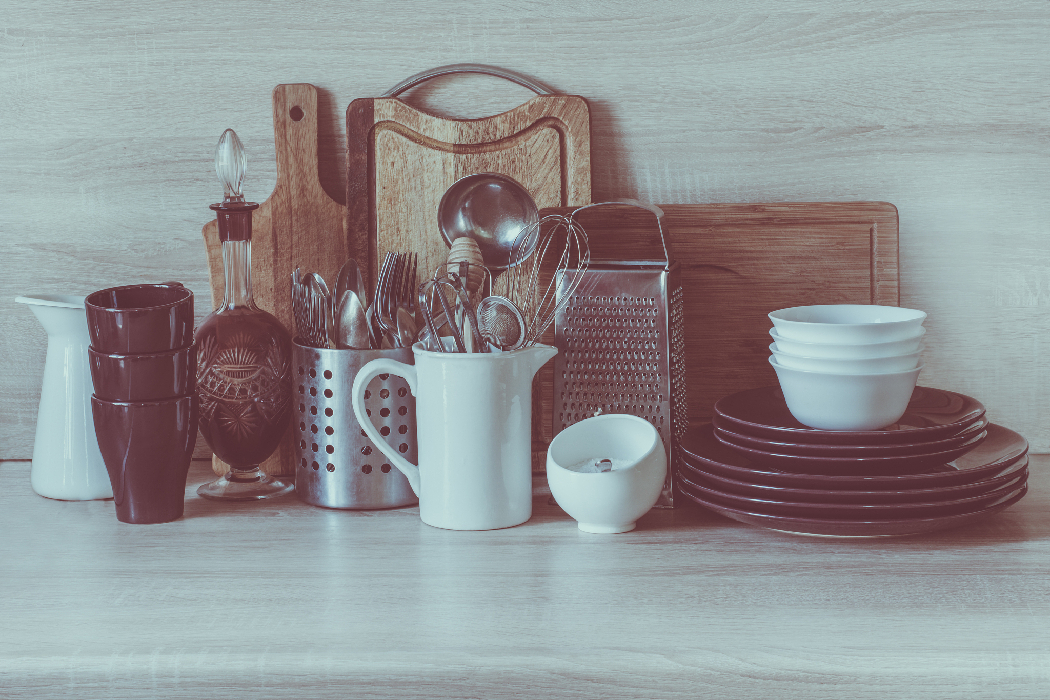 kitchen still-life as background for design. crockery, tableware